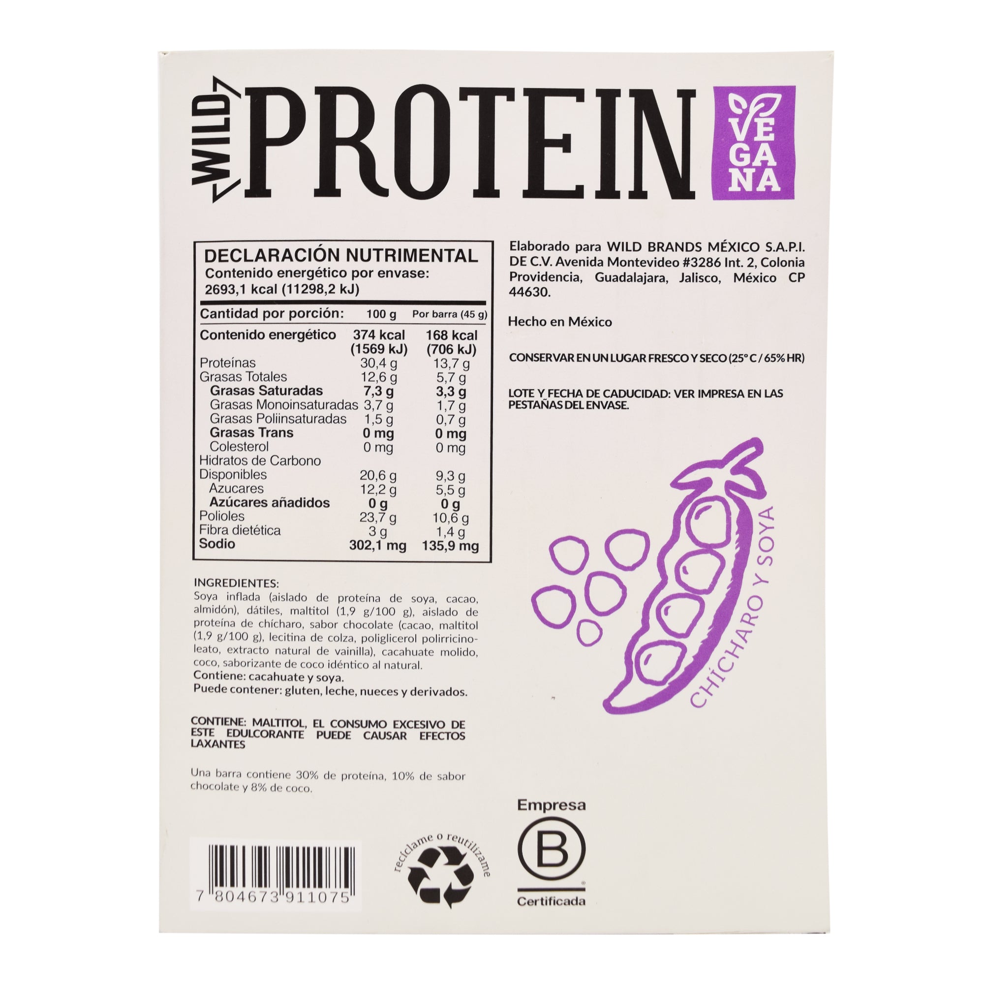 Barra De Proteina Chocolate Y Coco 45 G (Paquete 16)