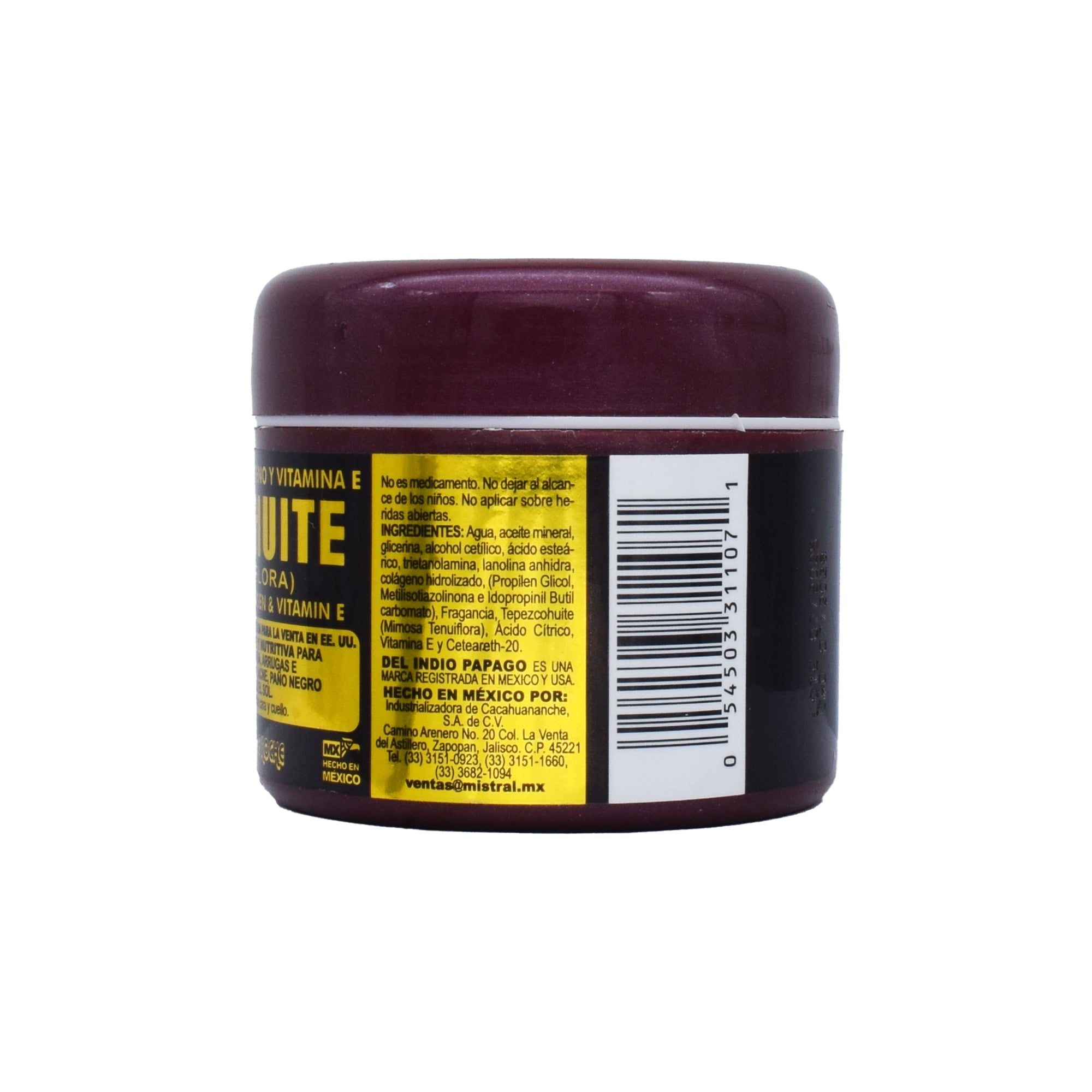 Crema De Tepezcohuite Tarro Tinto 60 G