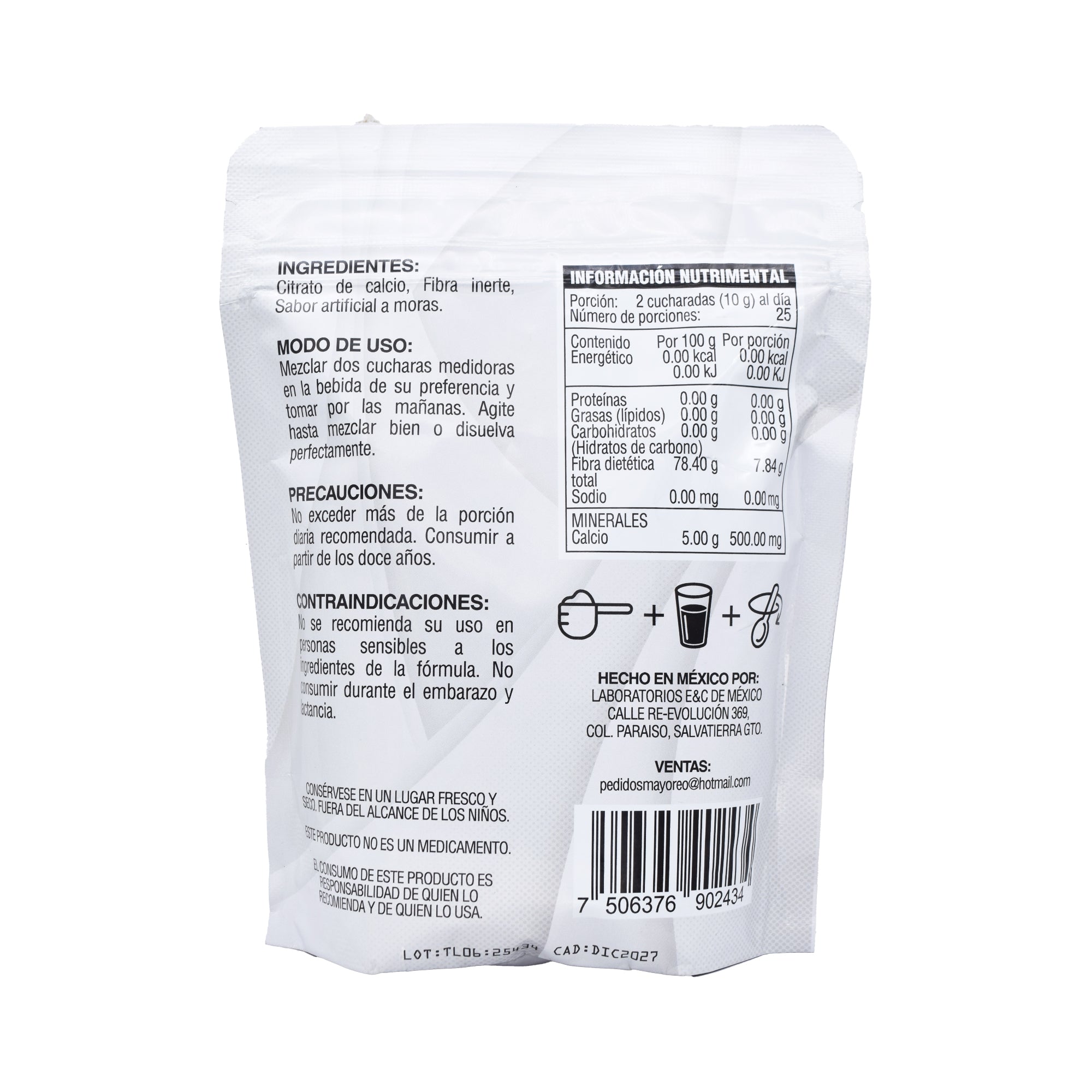 Citrato De Calcio Moras 250 G
