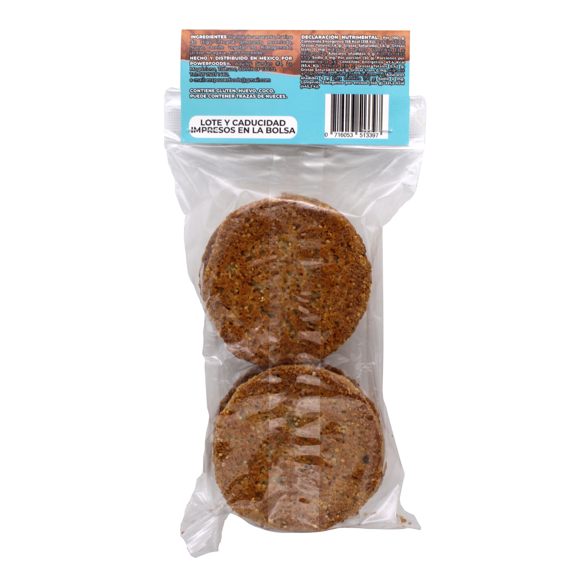 Galletas De Amaranto Con Nuez 140 G (Caja 12)