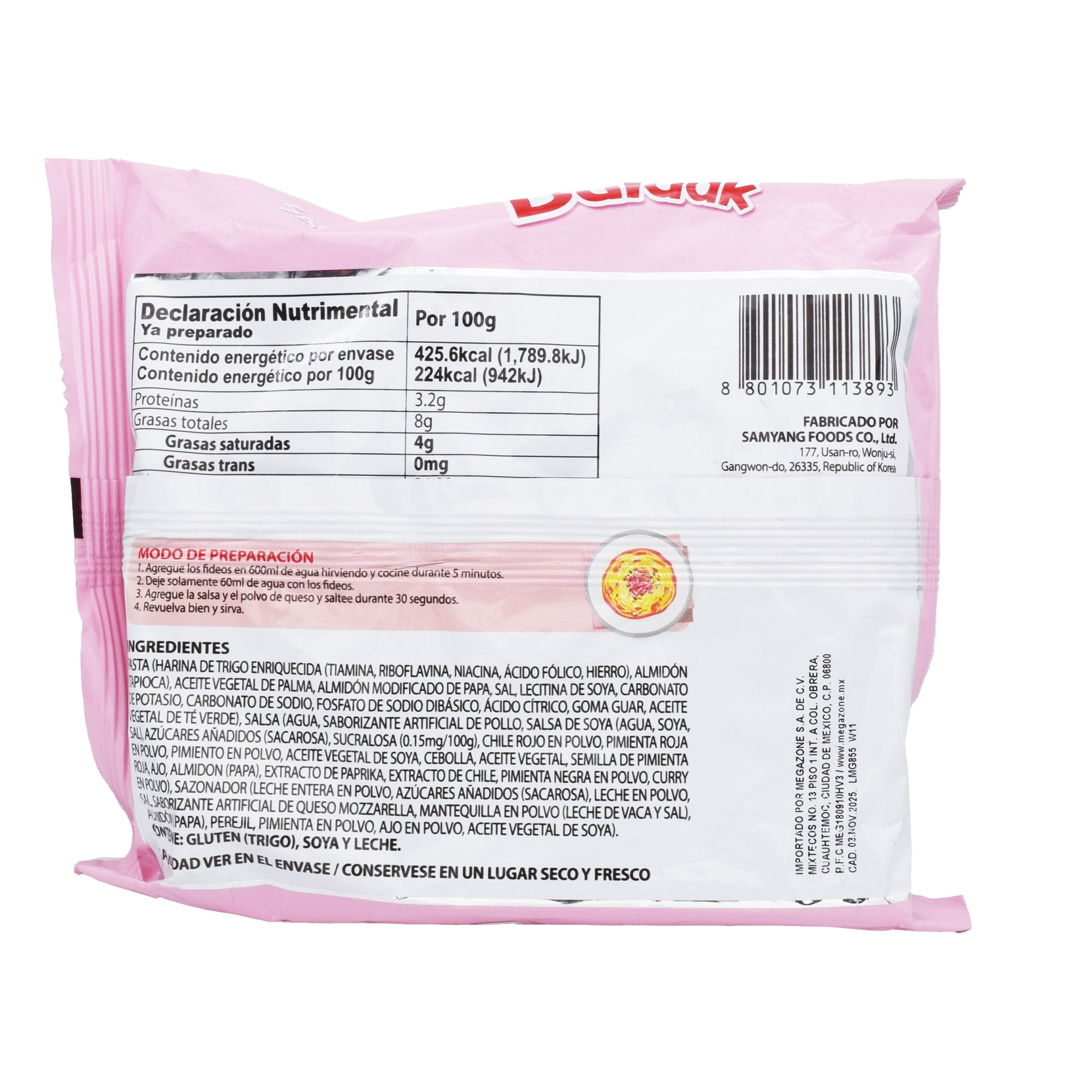 Sopa Instantanea Carbonara Picante Buldak 130 G