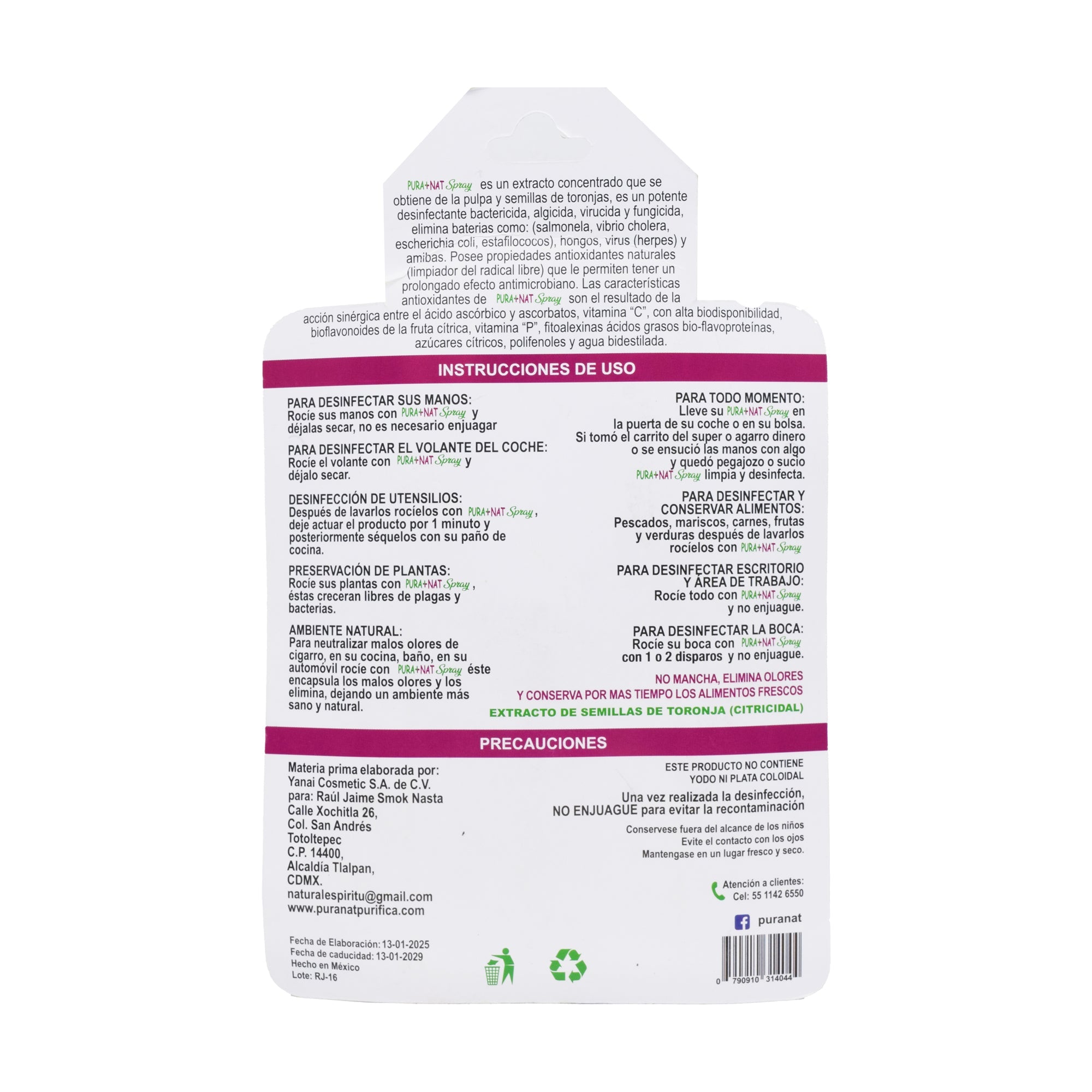 Desinfectante Citrico Para Alimentos 120 Ml