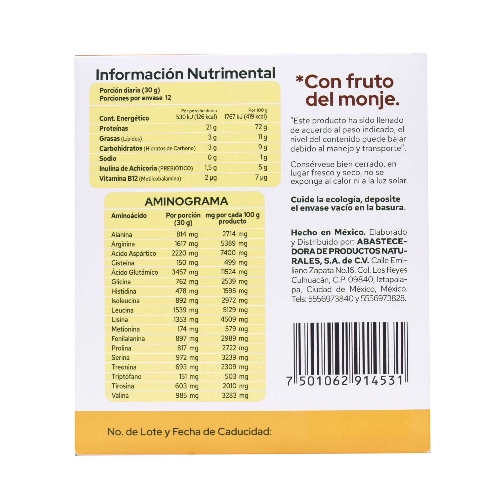 Proteina Vegetal Vainilla 30 G (Paquete 12)