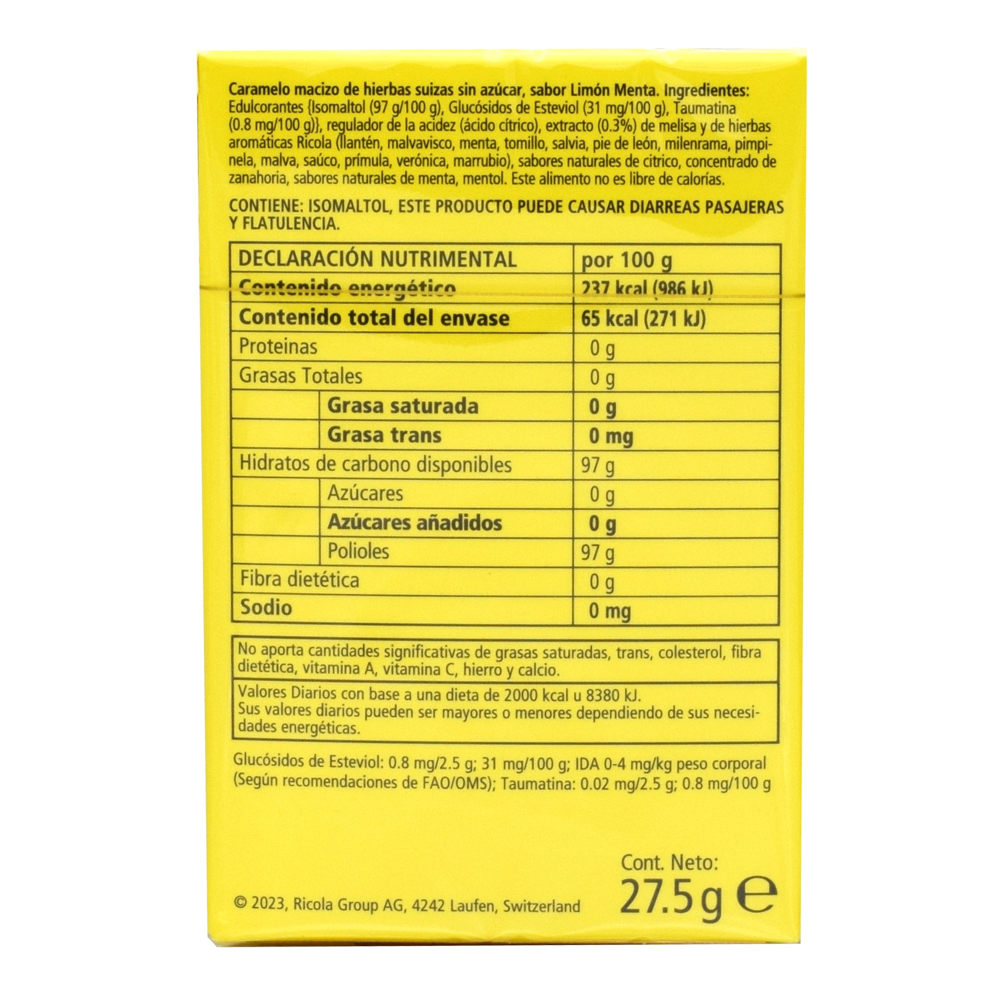 Caramelo Hierbas Limon Menta 27.5 G (Paquete 20)