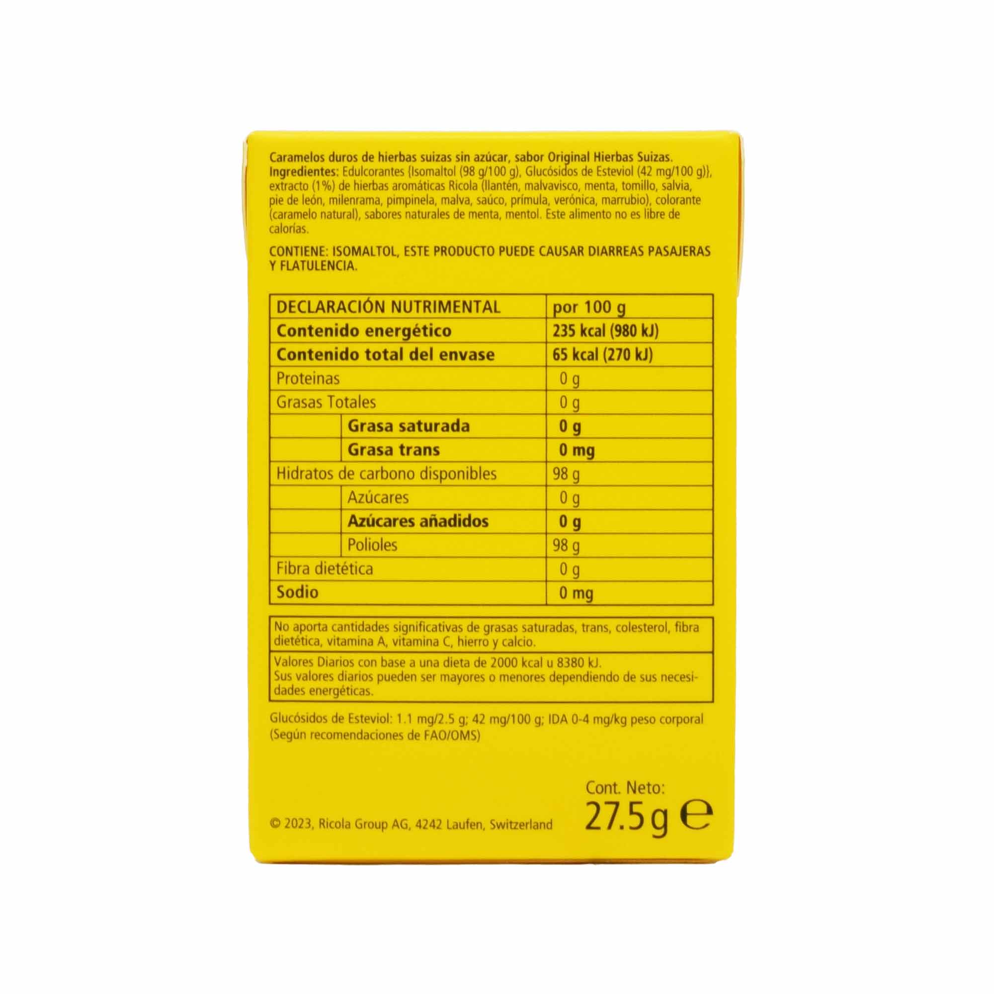 Caramelo Hierbas Suizas 27.5 G (Paquete 20)