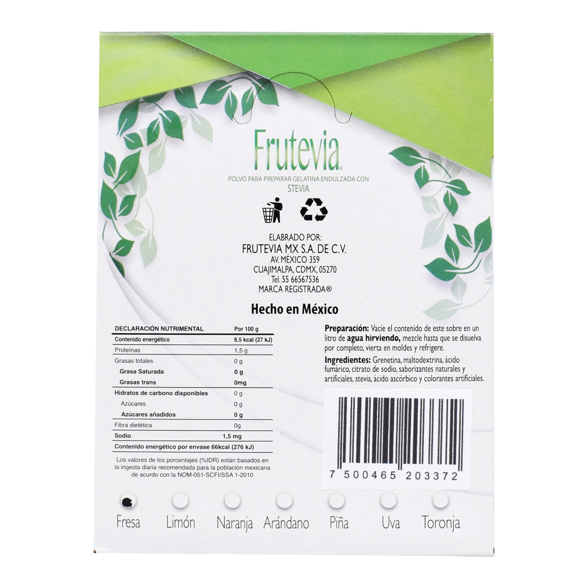 Gelatina Con Stevia Fresa 25 G (PAQUETE 24)