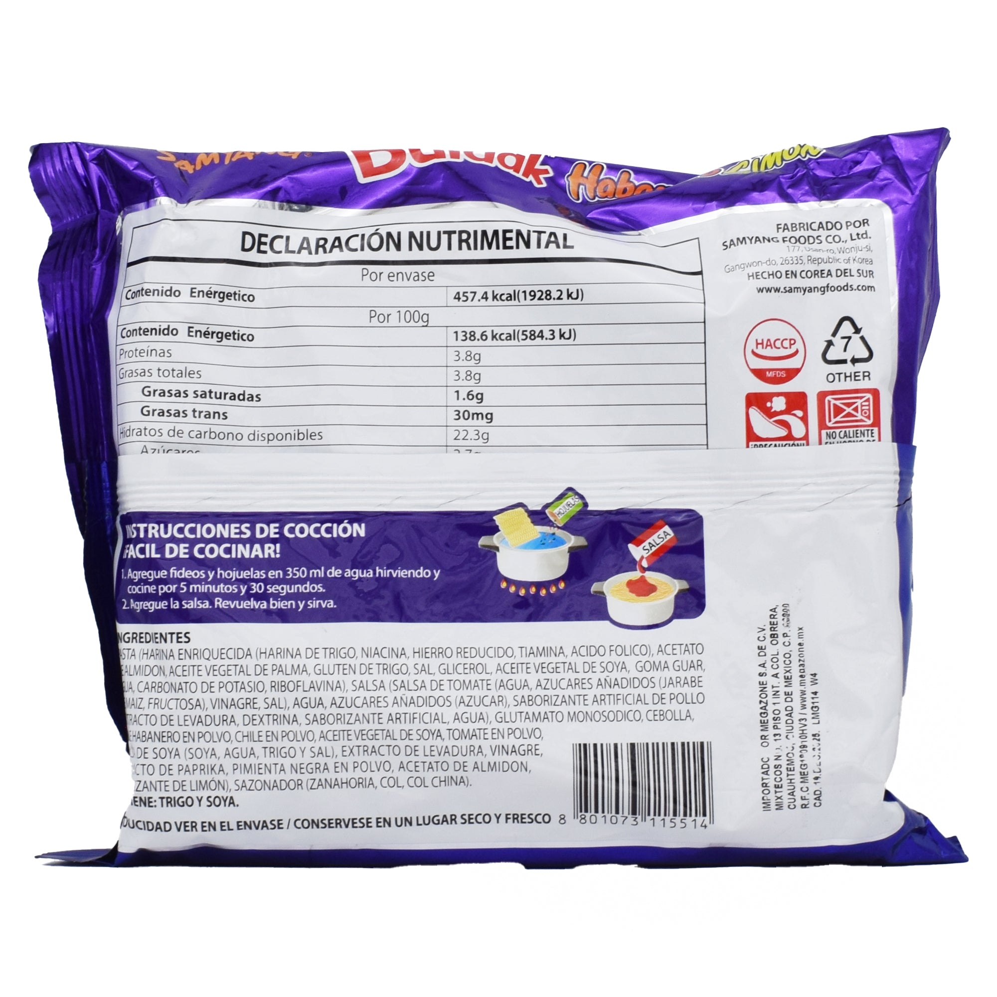 Sopa Instantanea Habanero Limon Buldak 135 G