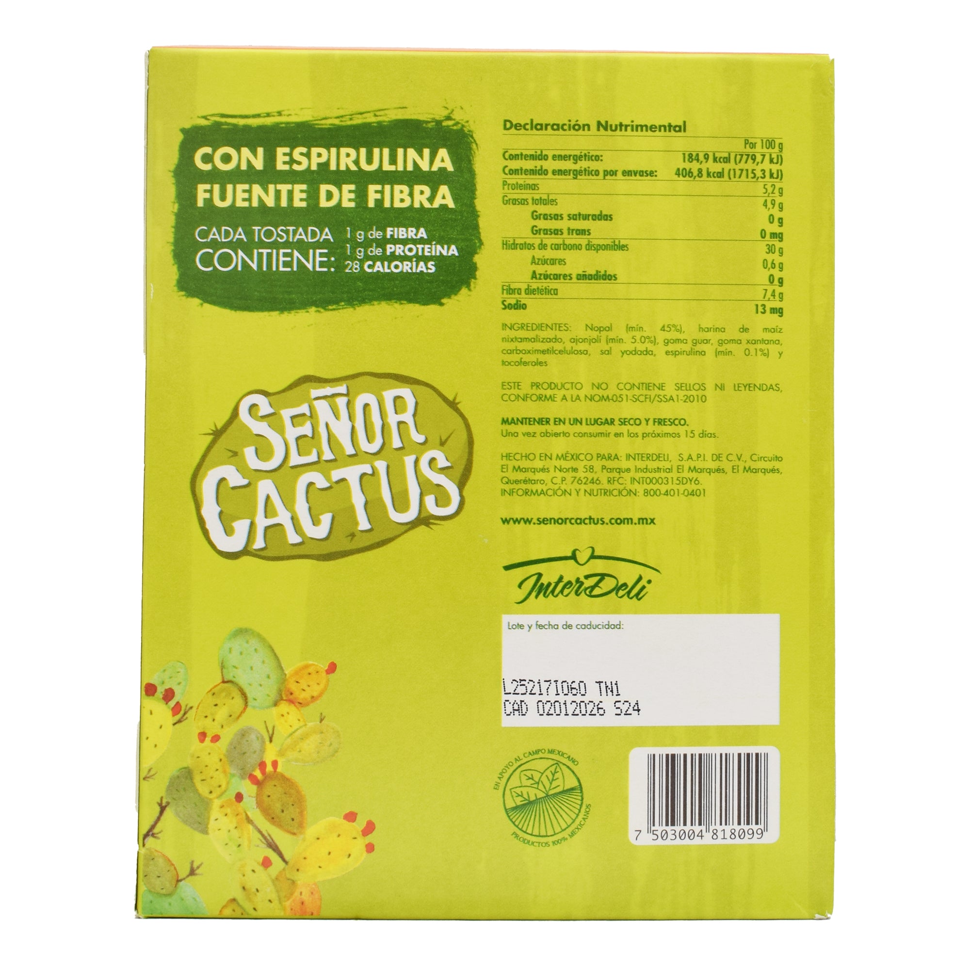 Tostada De Nopal Con Ajonjoli 220 G