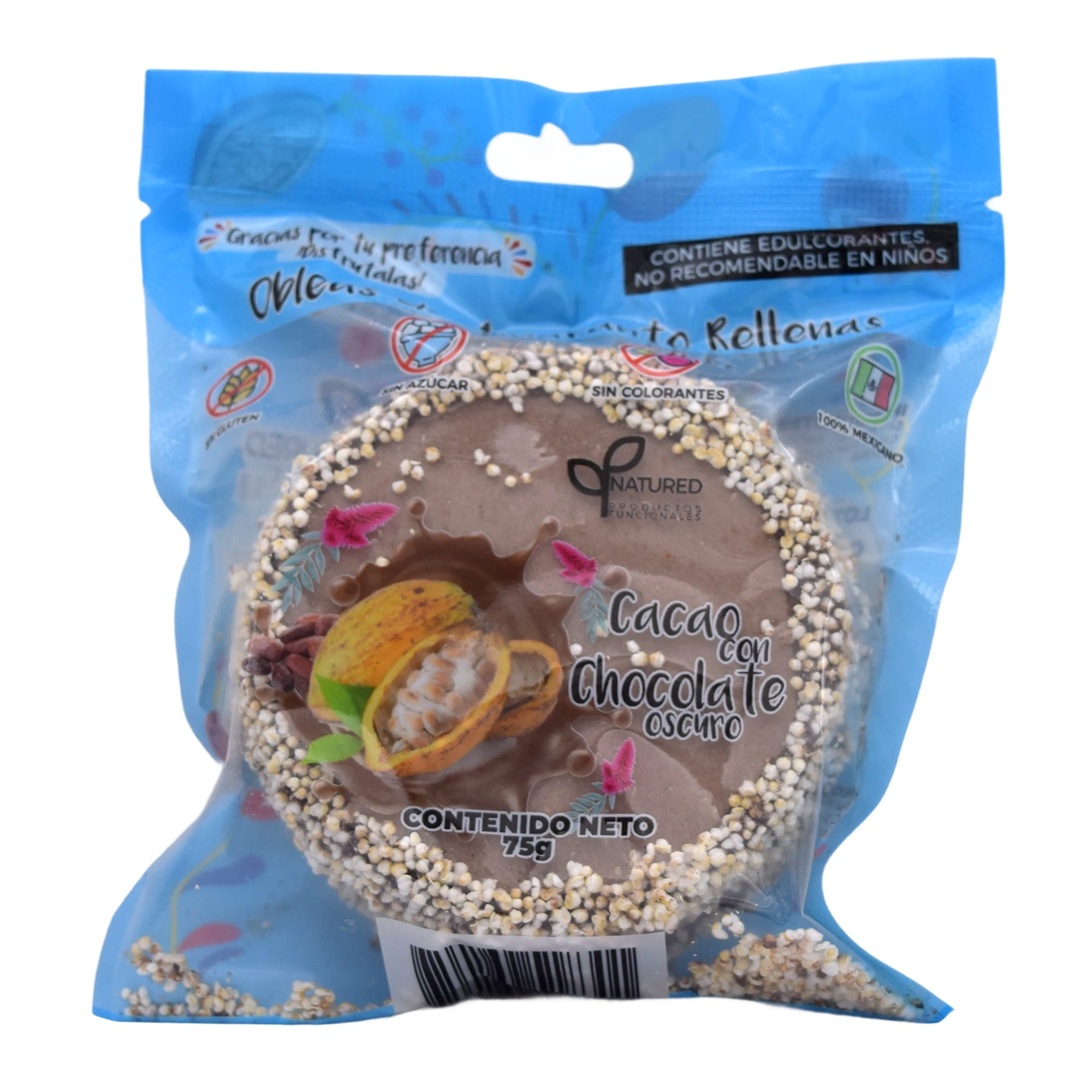 Obleas Amaranto Cacao Con Chocolate Oscuro 75 G (CAJA 10)