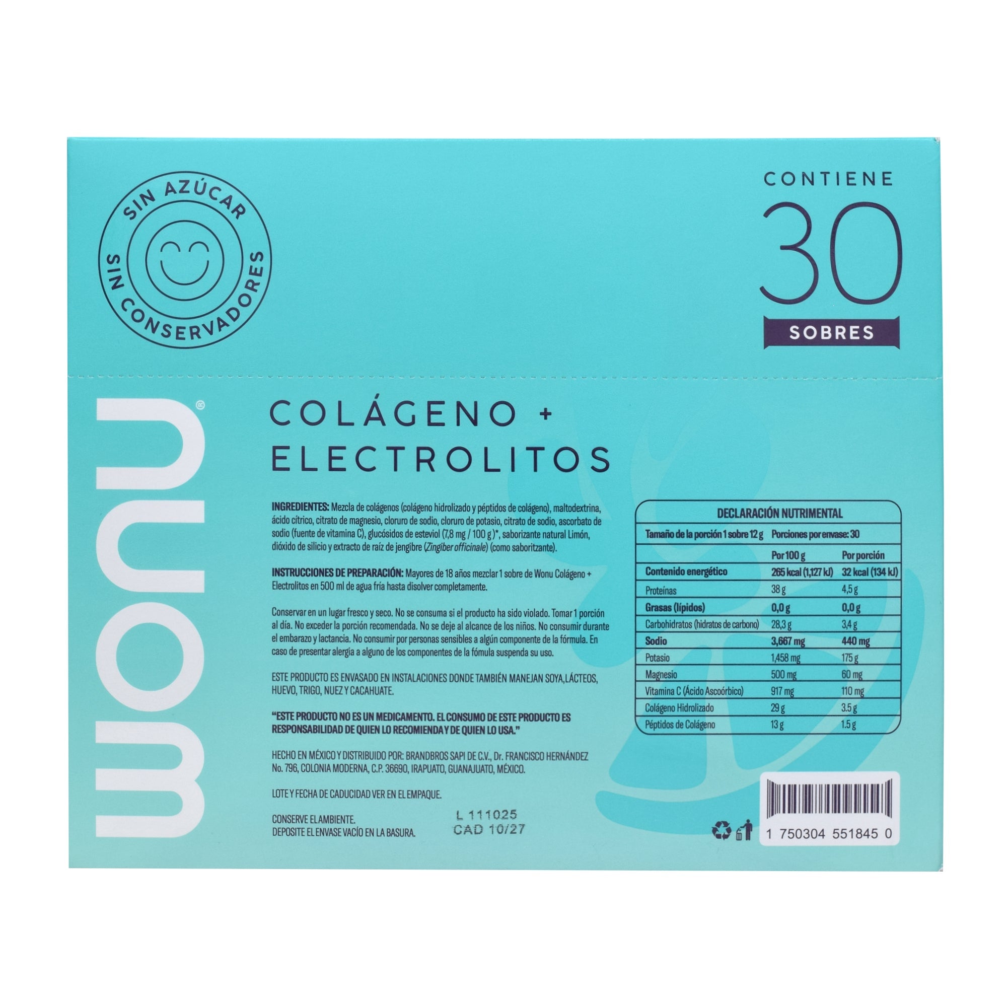 Colageno Electrolitos Limon Jengibre 12 G (PAQUETE 30)