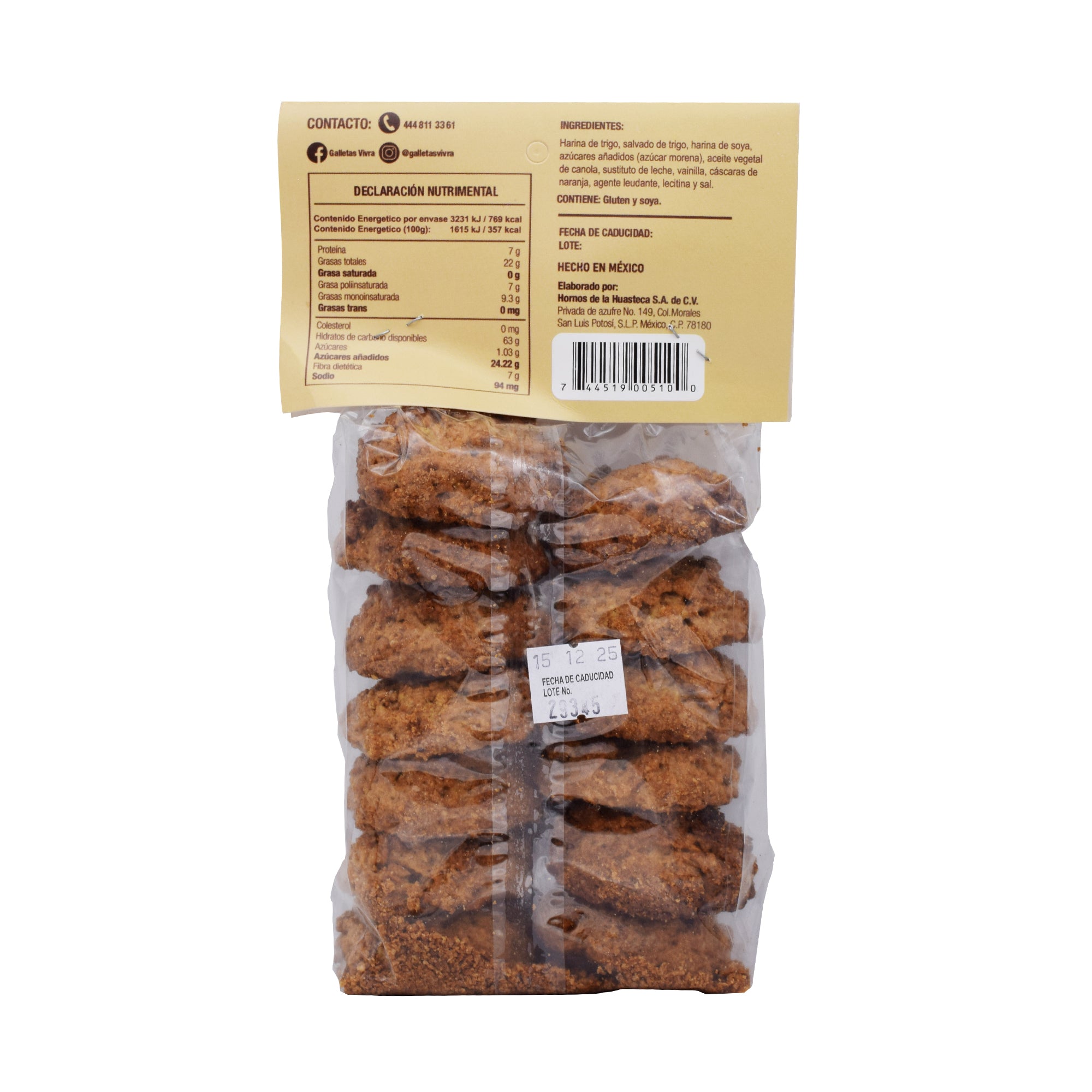 Galleta Integral De Soya Y Naranja 190 G