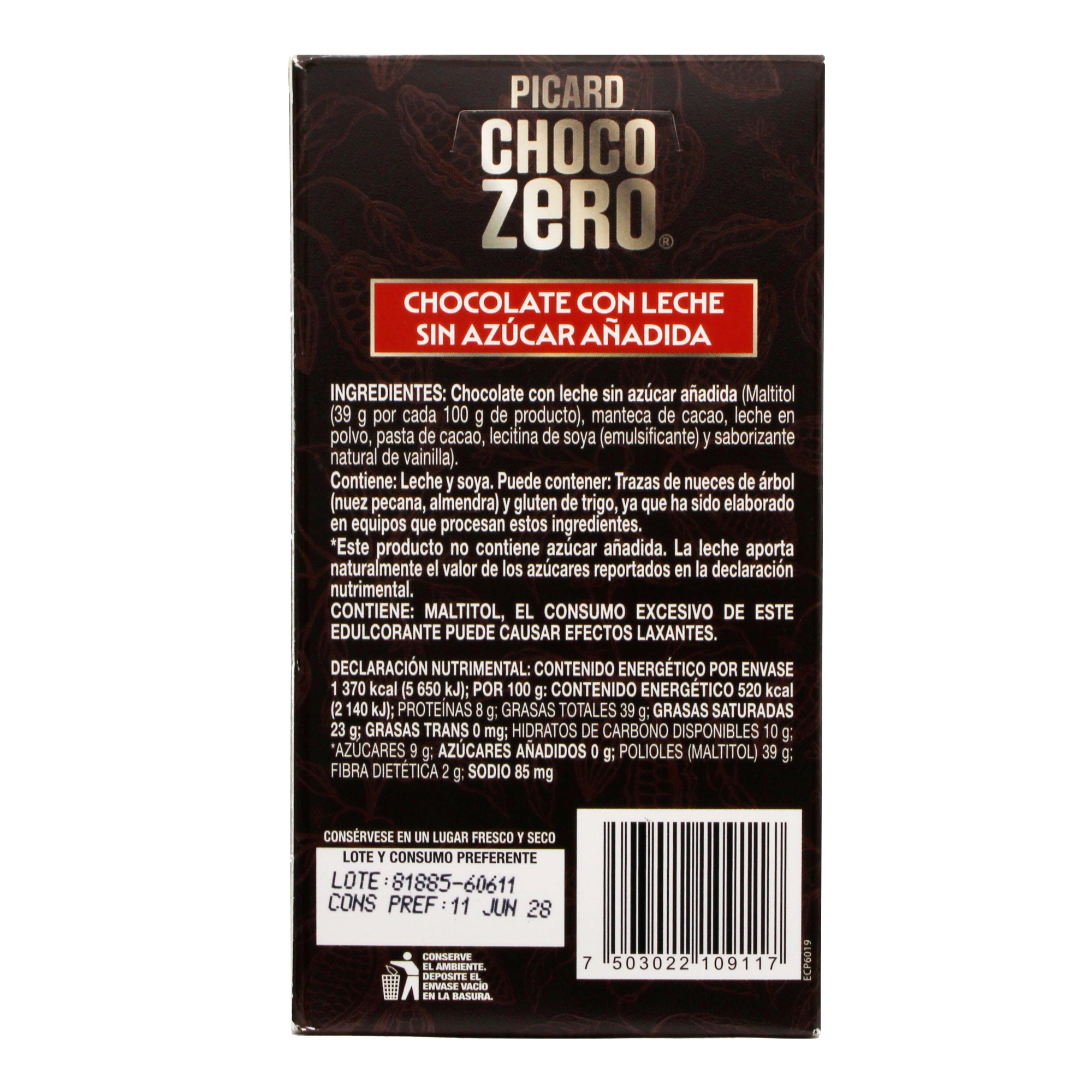 Barra De Chocolate Con Leche 22 G (Paquete 12)