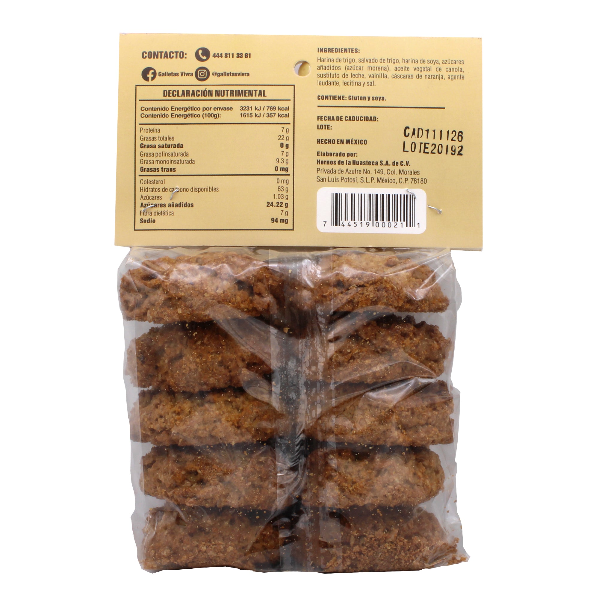 Galleta Integral De Soya Y Naranja 140 G