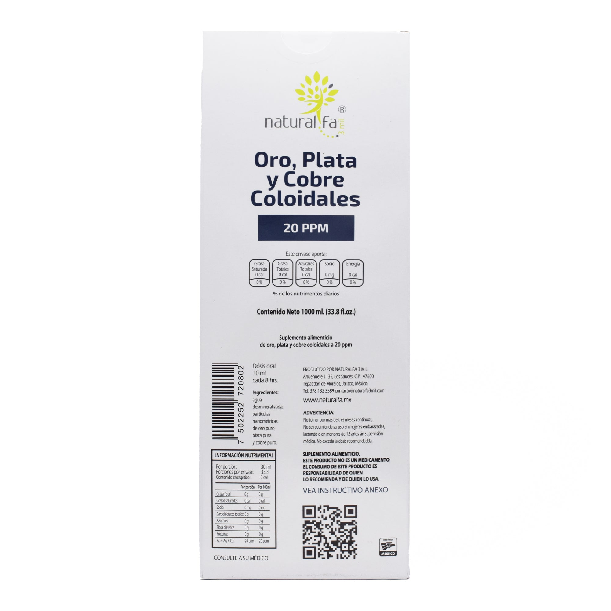 Plata Oro Y Cobre Coloidales 1 L