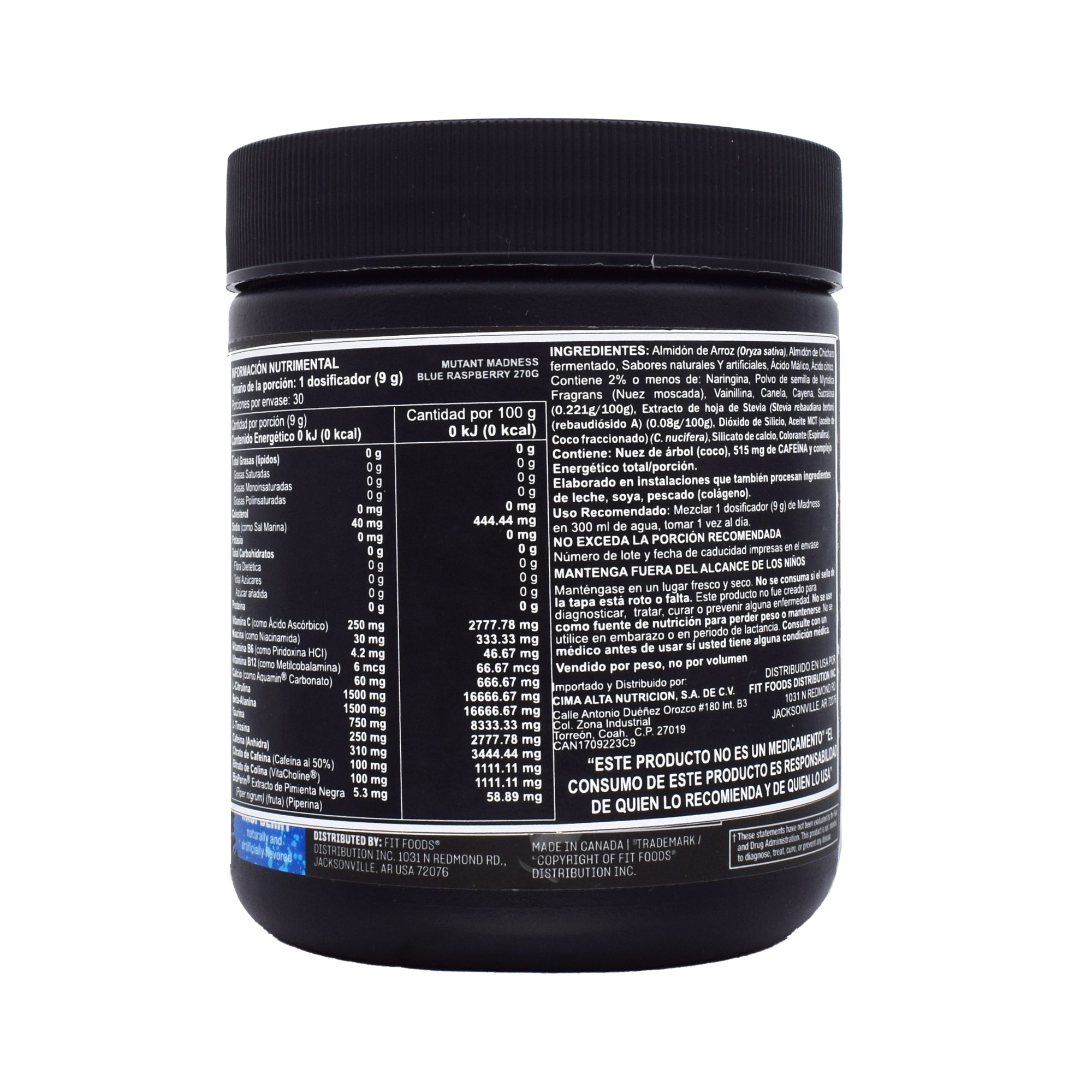 Pre Workout Madness Frambuesa Azul 270 G