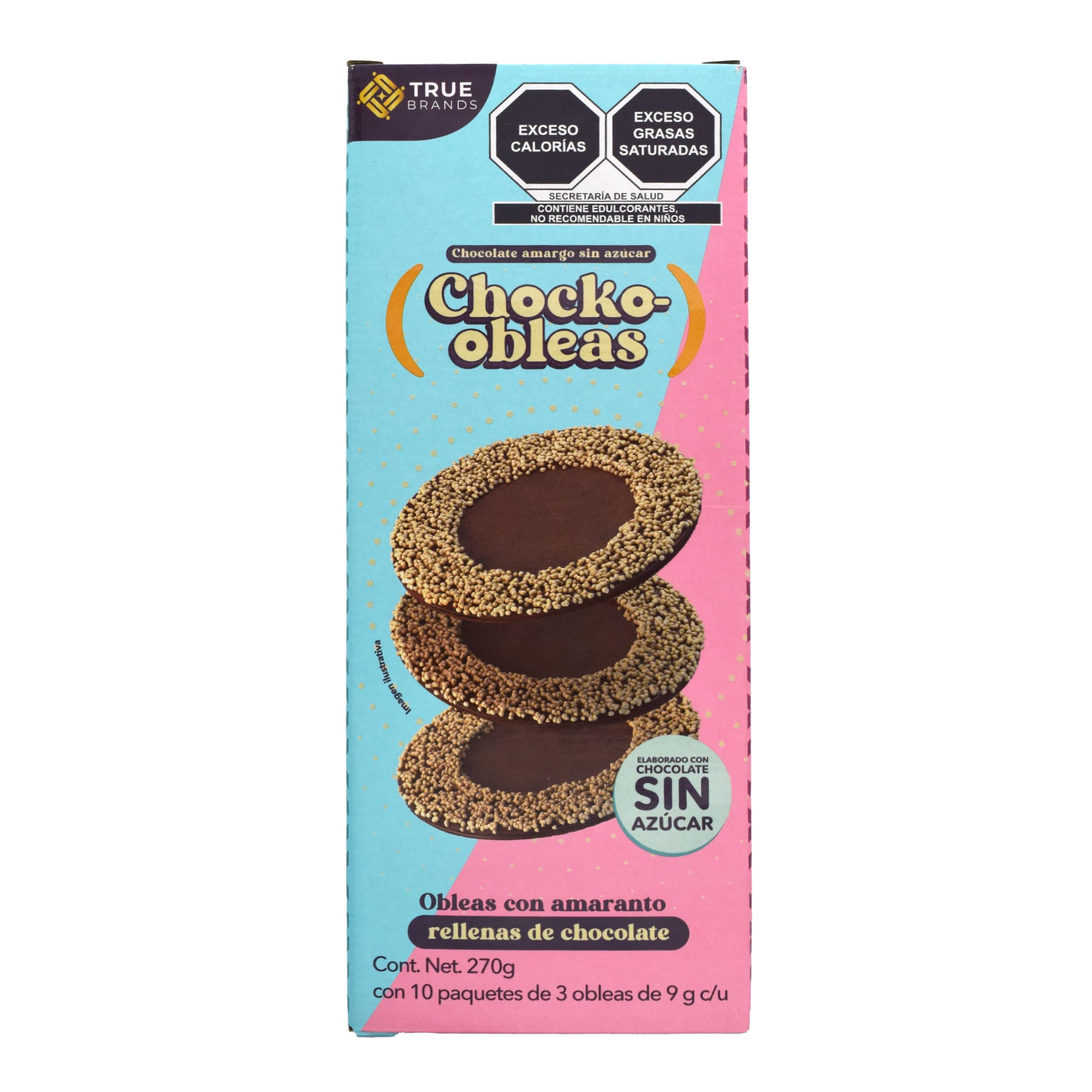 Mini Obleas De Chocolate Rellenas De Chocolate Amargo 7.7 G (Paquete 10)