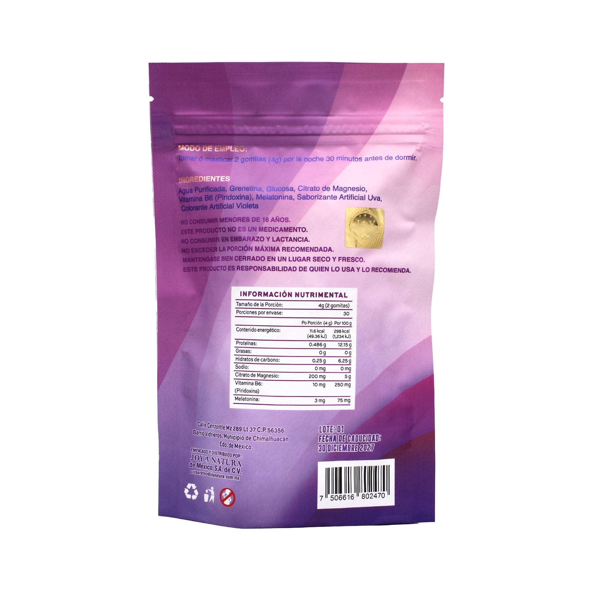 Citrato De Magnesio Uva 60 Gomitas