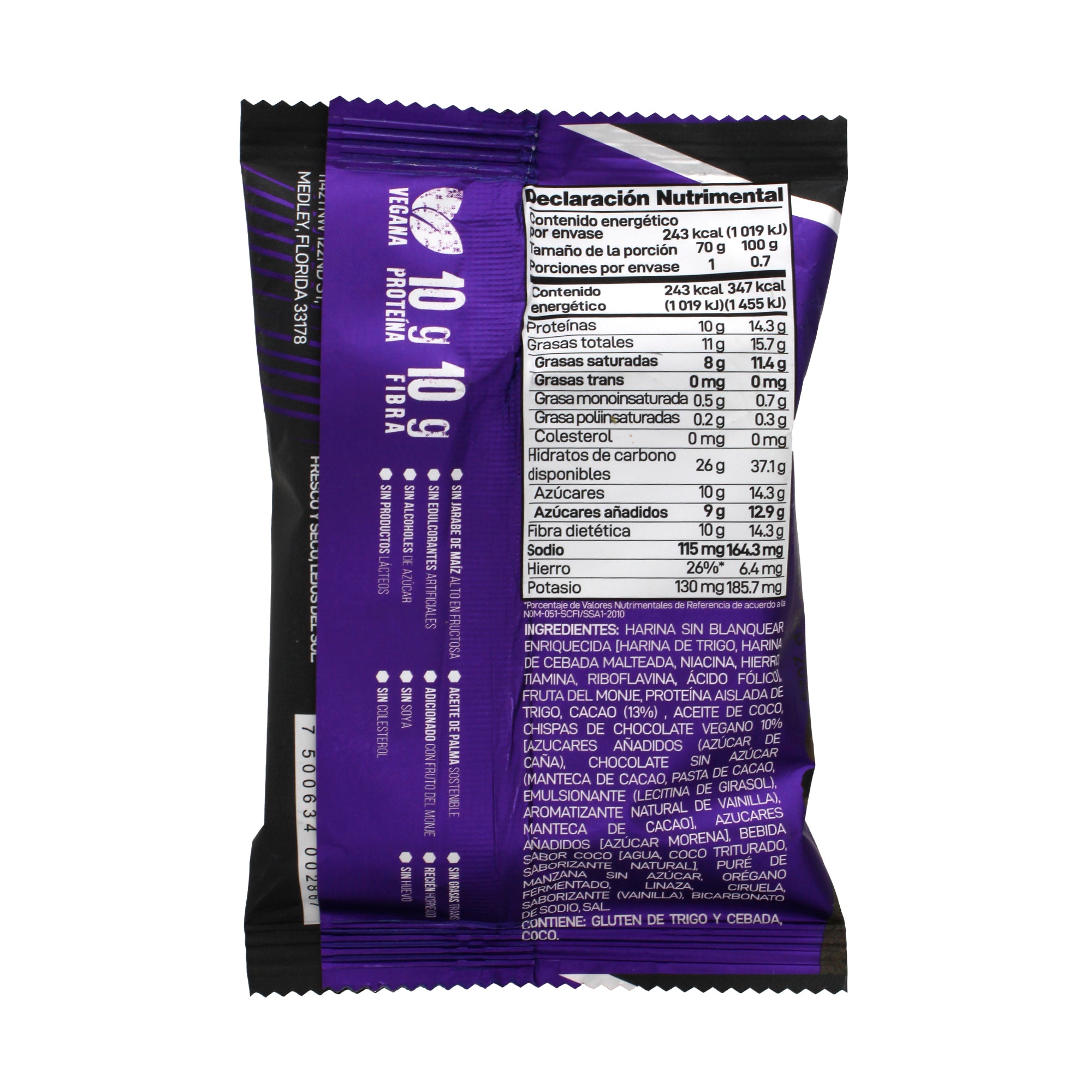 Protein Cookie Doble Chocolate 70 G (PAQUETE 12)