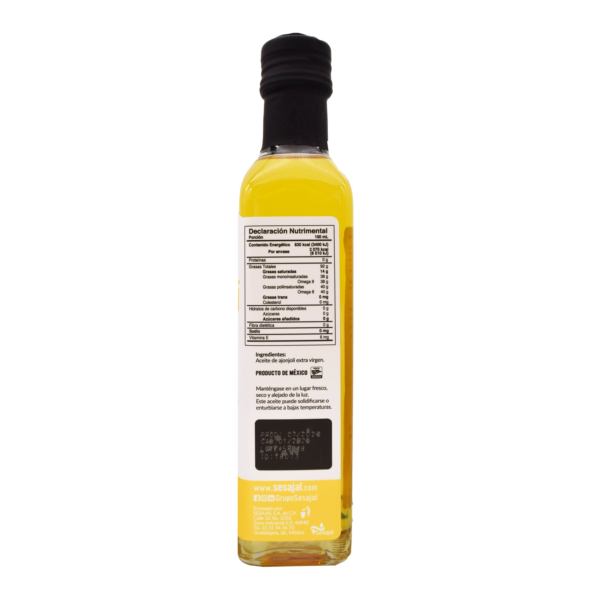 Aceite De Ajonjoli Extravirgen 250 Ml