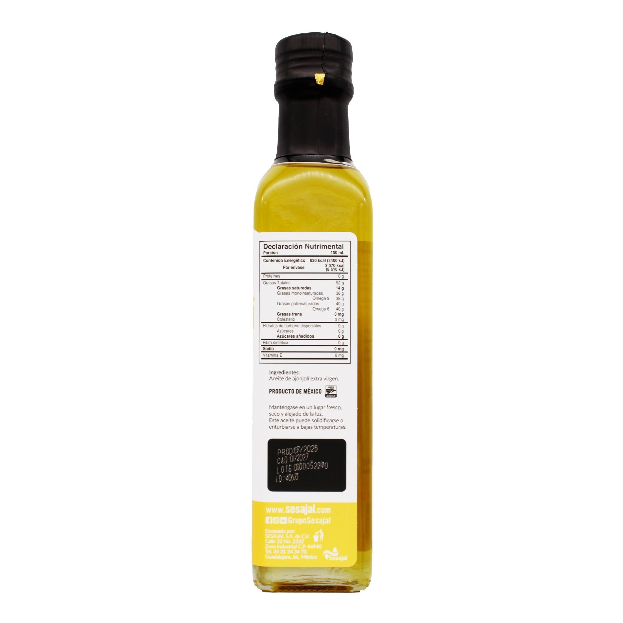 Aceite De Ajonjoli Extravirgen 250 Ml