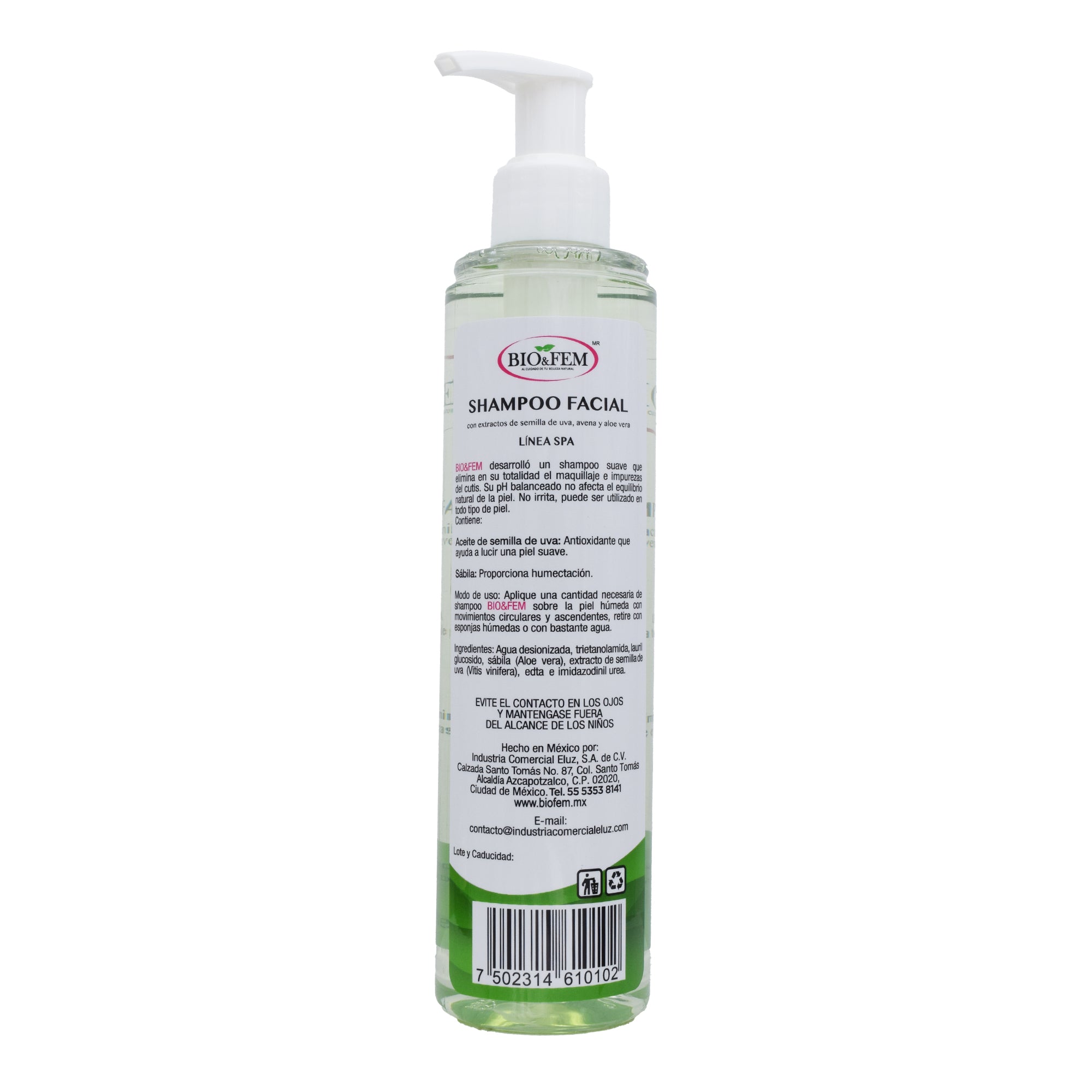 Shampoo Facial De Avena Aloe Y Semilla De Uva 250 Ml