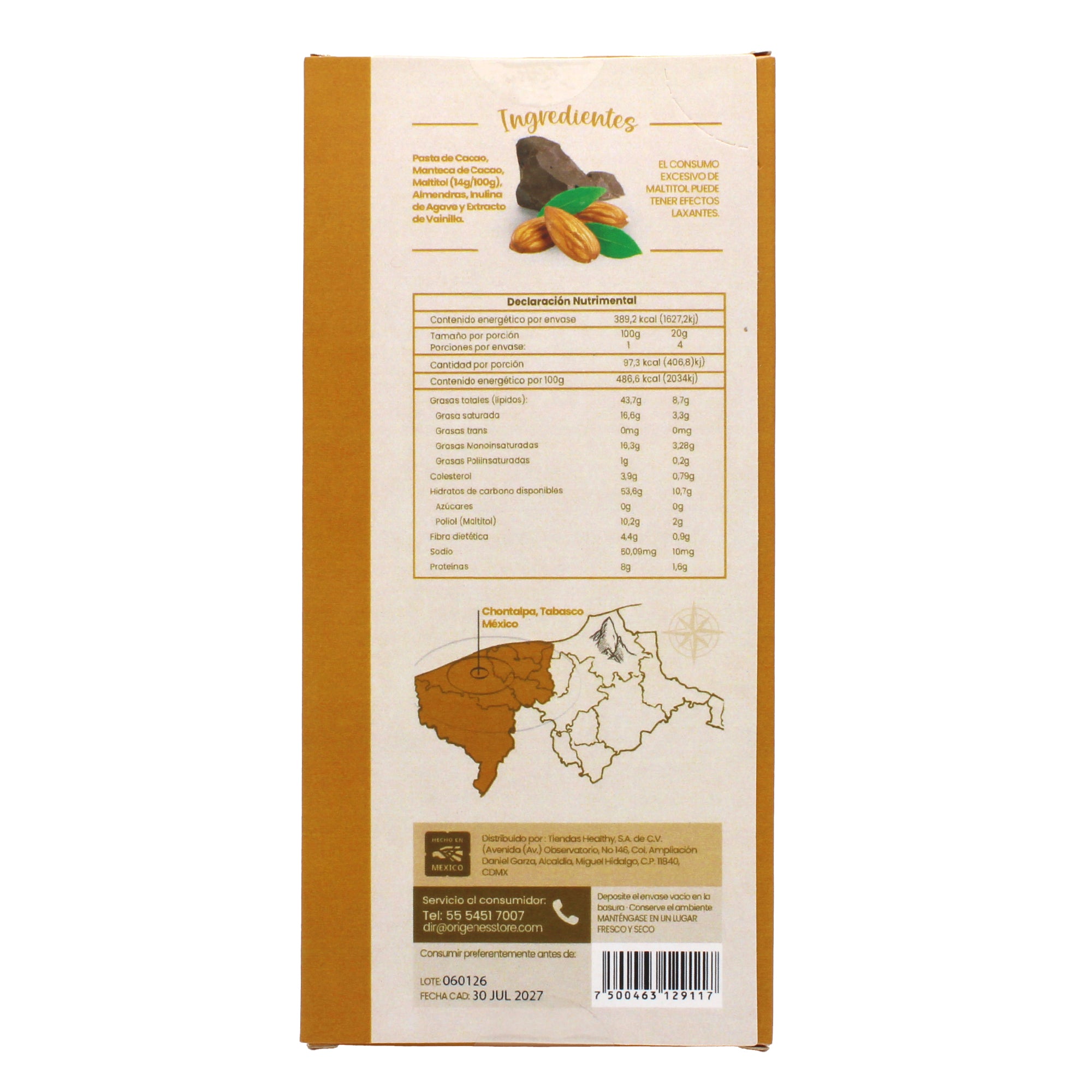 Chocolate En Barra Obscuro Almendras 80 G