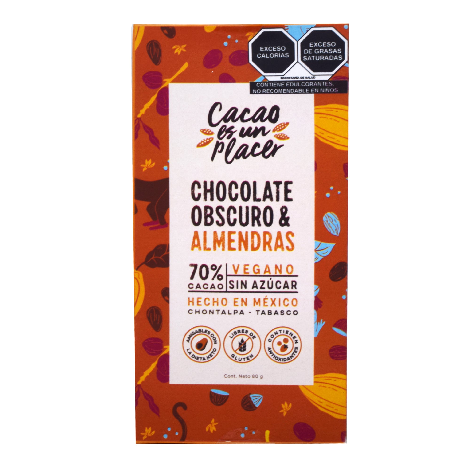 Chocolate En Barra Obscuro Almendras 80 G