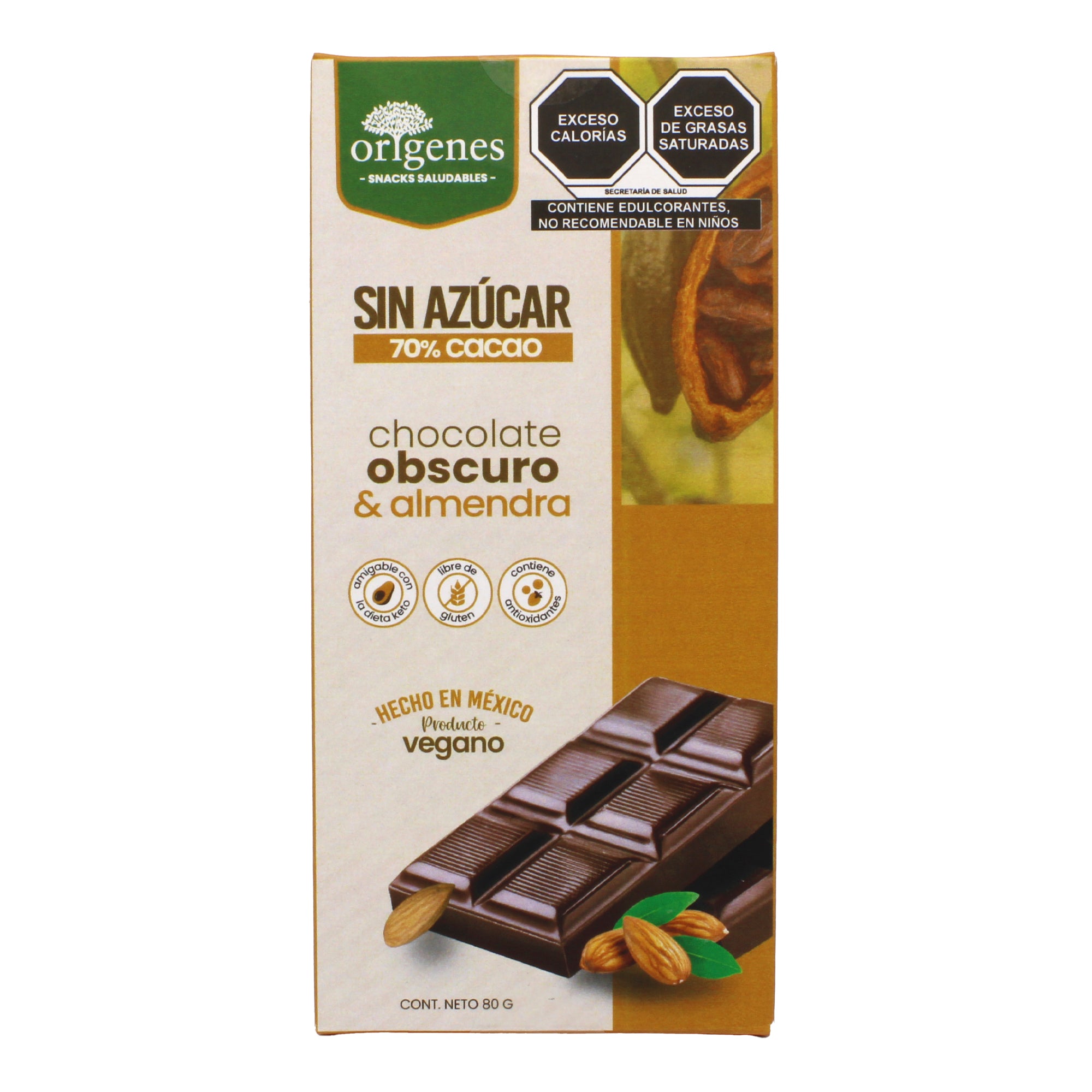 Chocolate En Barra Obscuro Almendras 80 G