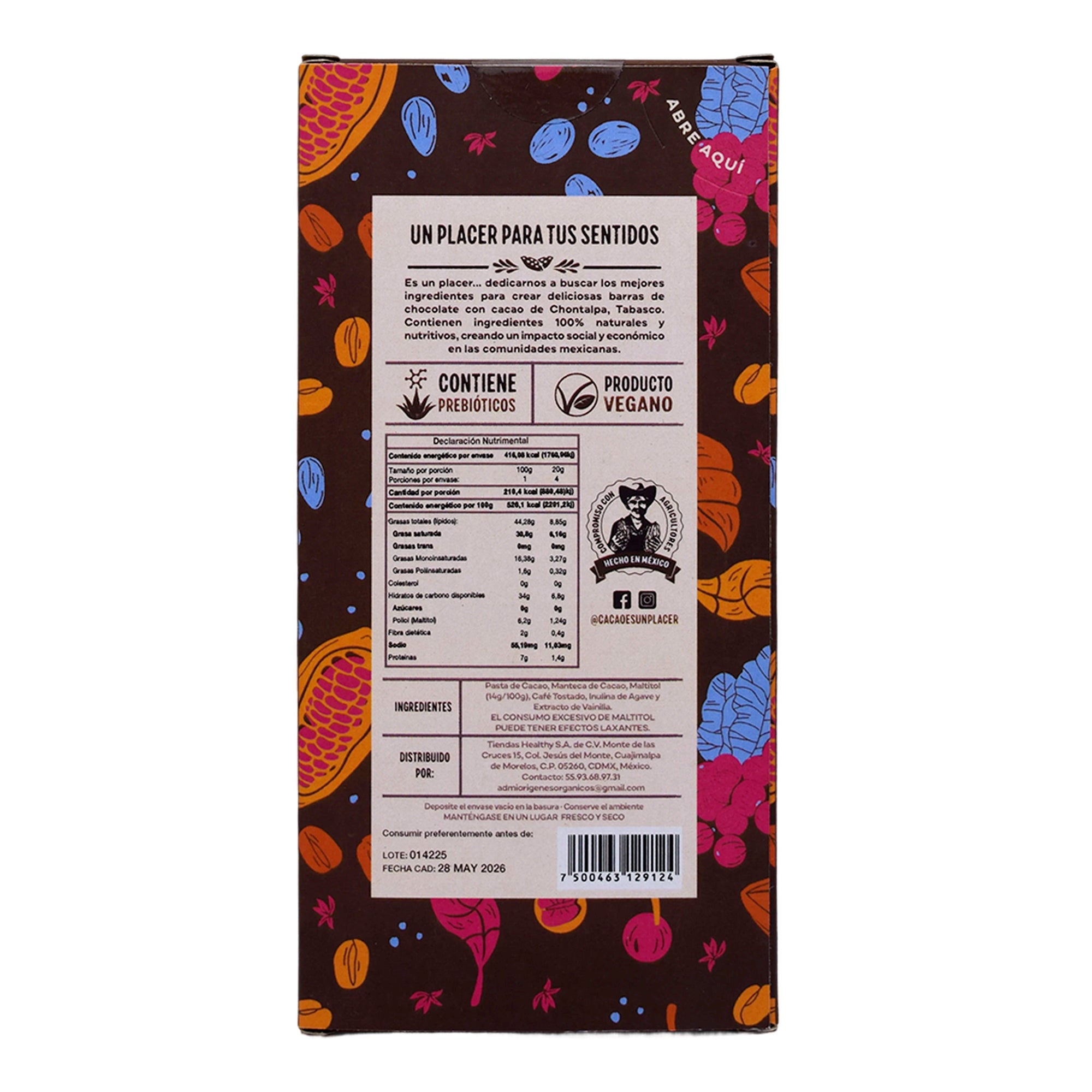 Chocolate En Barra Obscuro Cafe Tostado 80 G