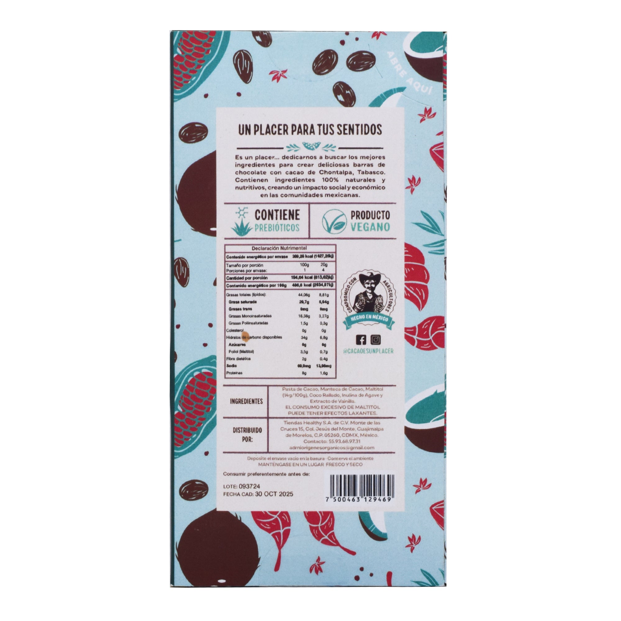 Chocolate En Barra Obscuro Coco Rallado 80 G