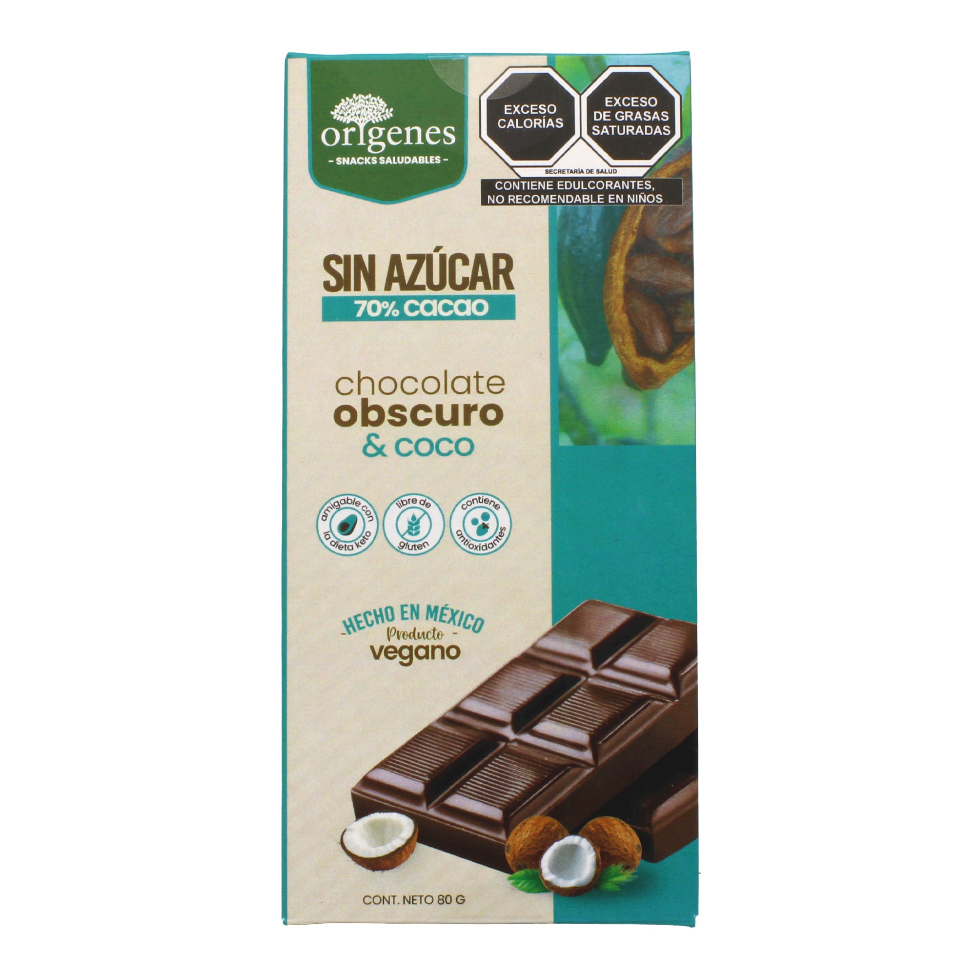 Chocolate En Barra Obscuro Coco Rallado 80 G