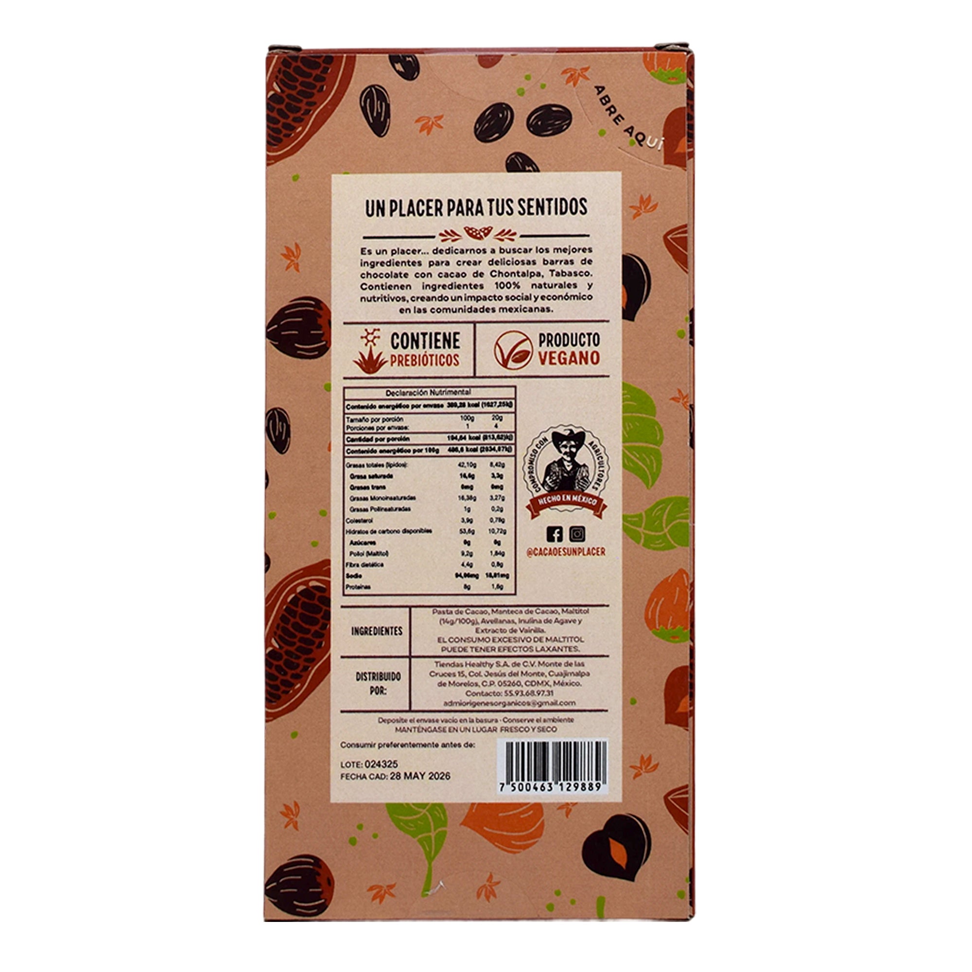 Chocolate En Barra Obscuro Con Avellanas 80 G
