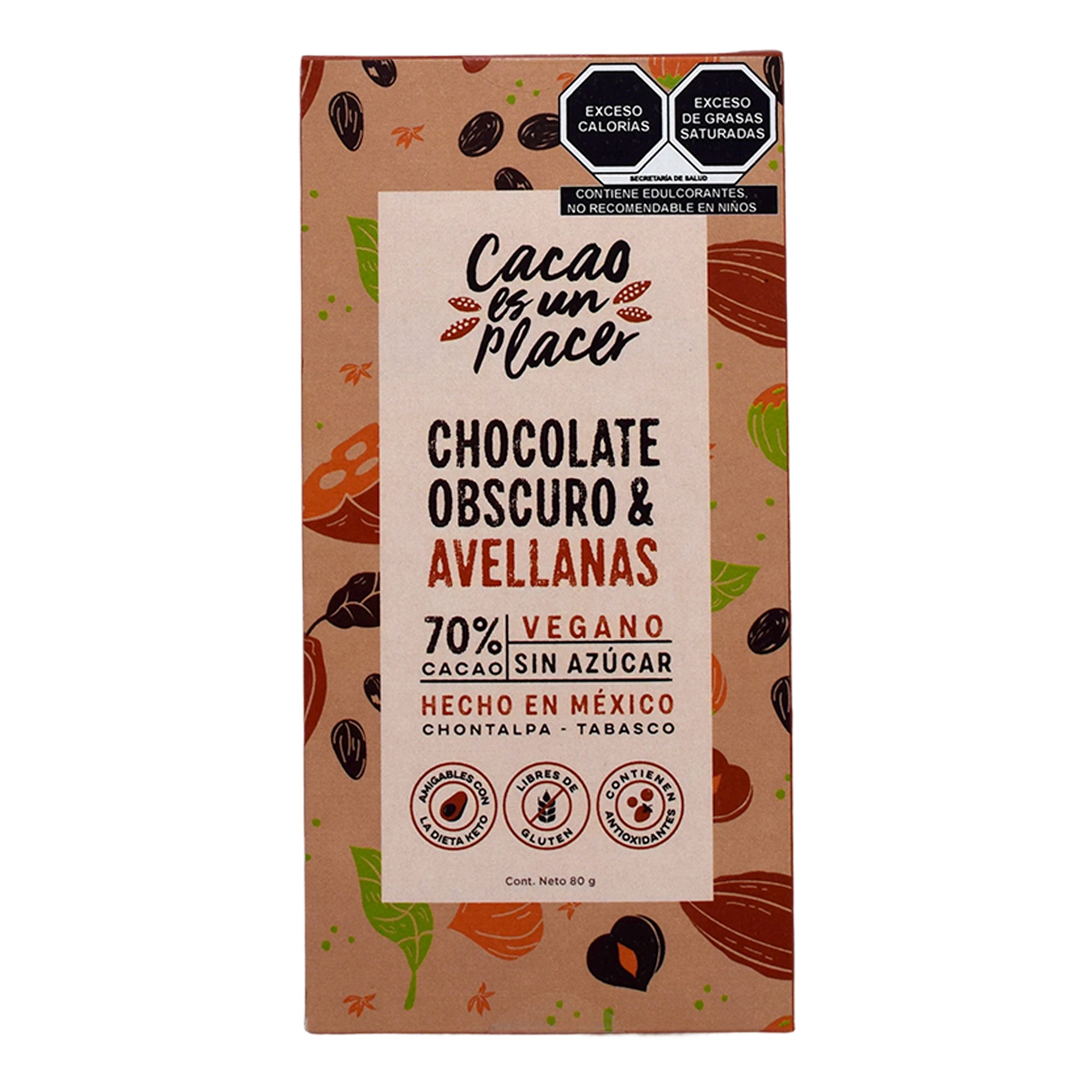 Chocolate En Barra Obscuro Con Avellanas 80 G