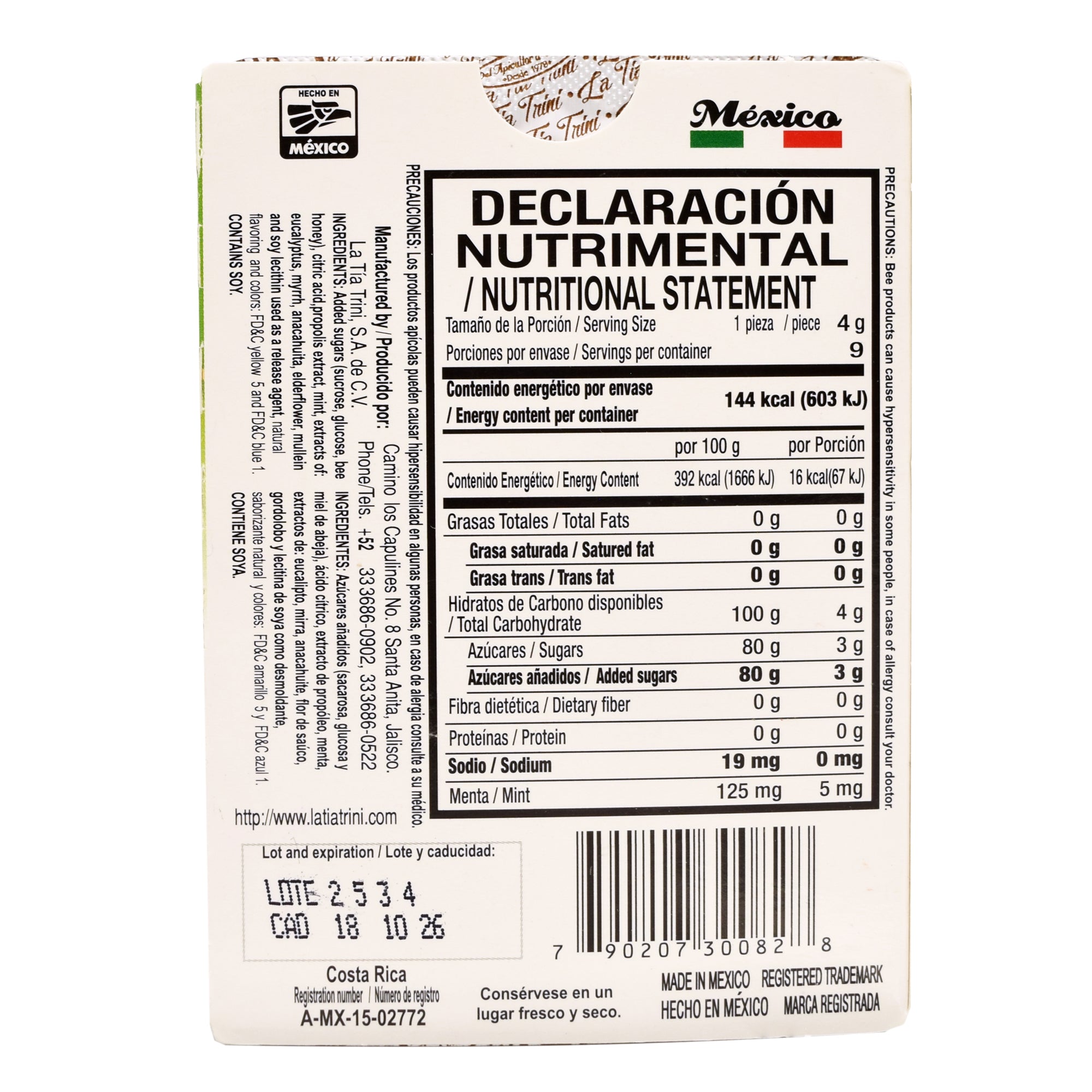 Caramelo De Propoleo Sabor Limon 36 G (Paquete 12)