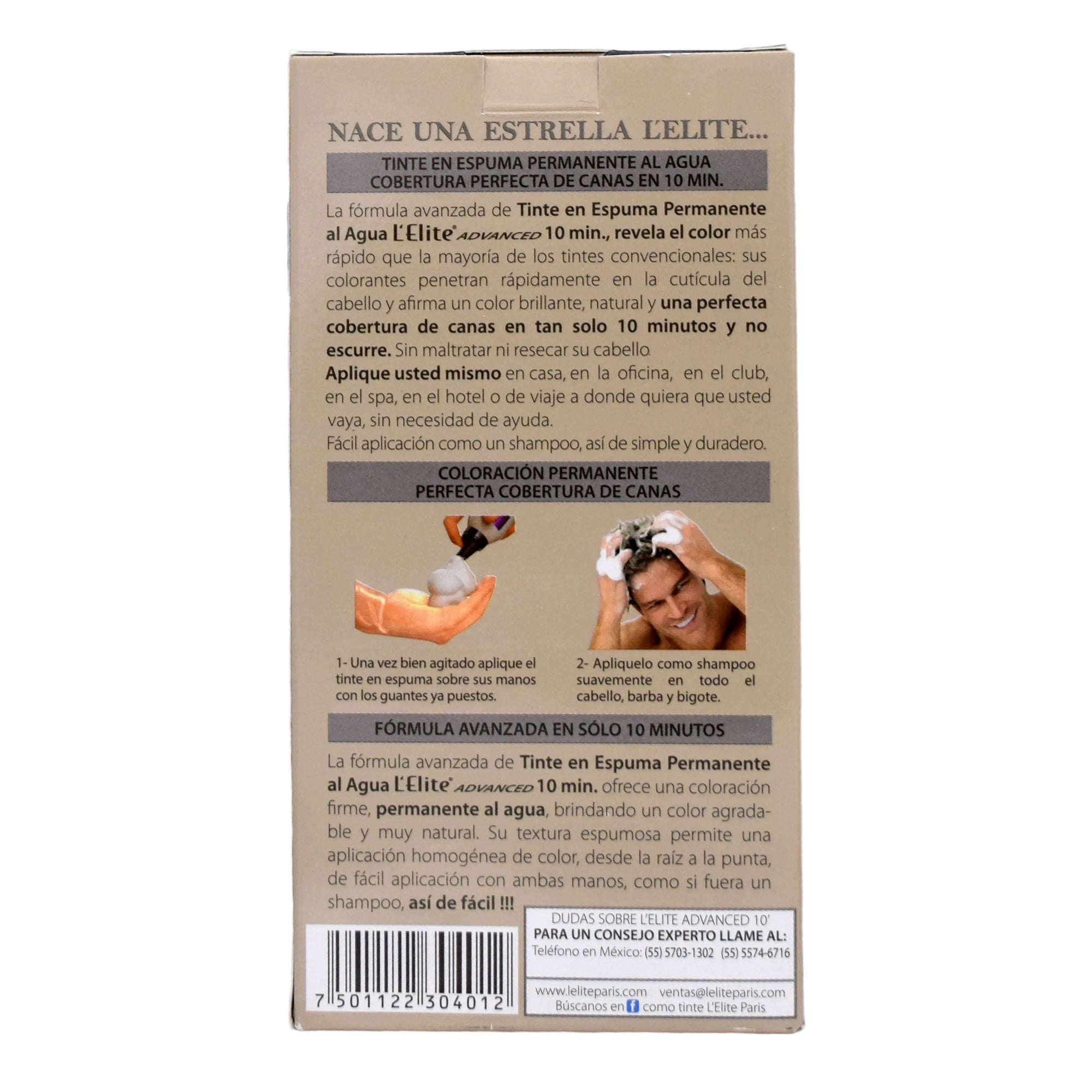 Tinte En Espuma Permanente Al Agua Negro Hombre 6 G