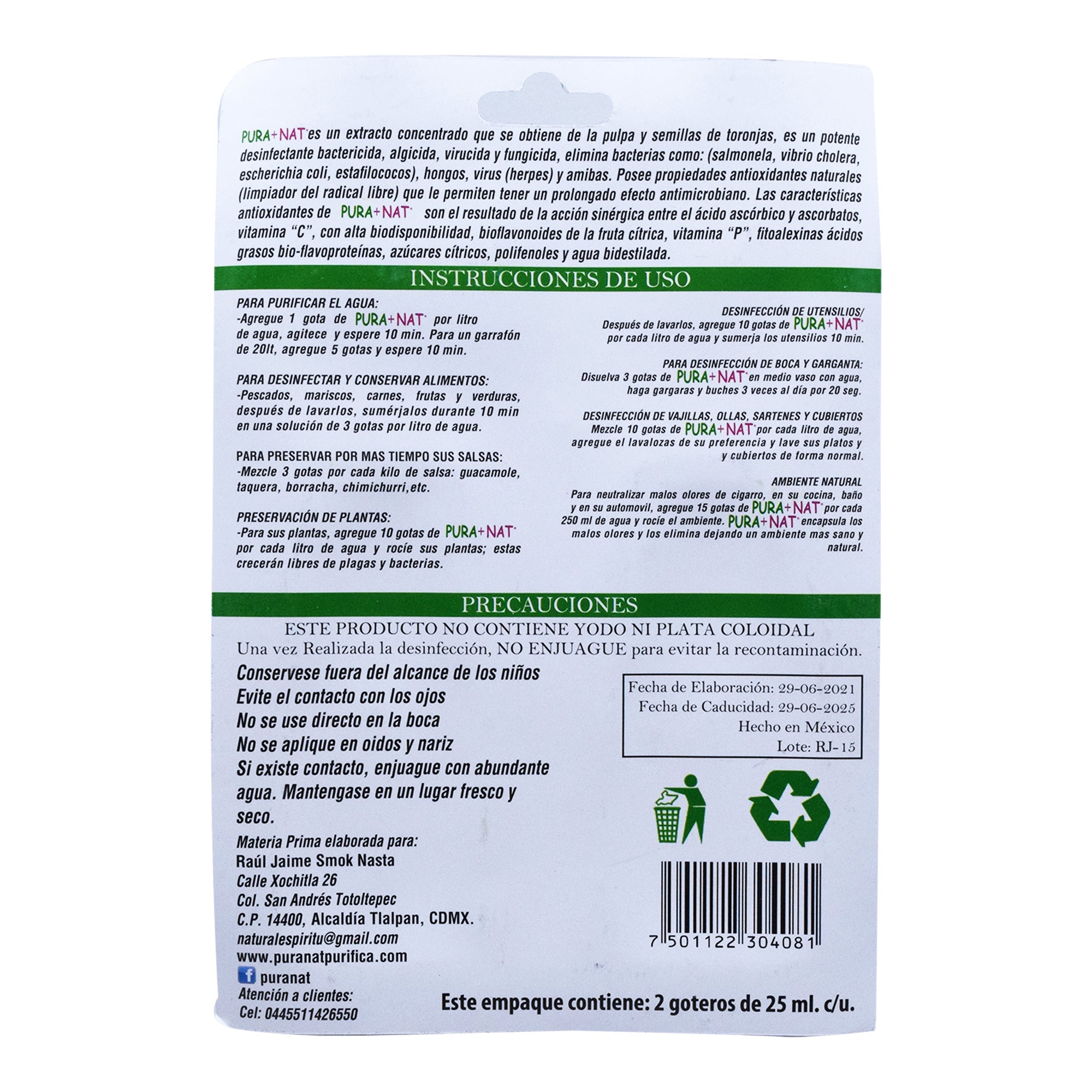 Desinfectante Para Frutas Y Verduras 2 Pzas