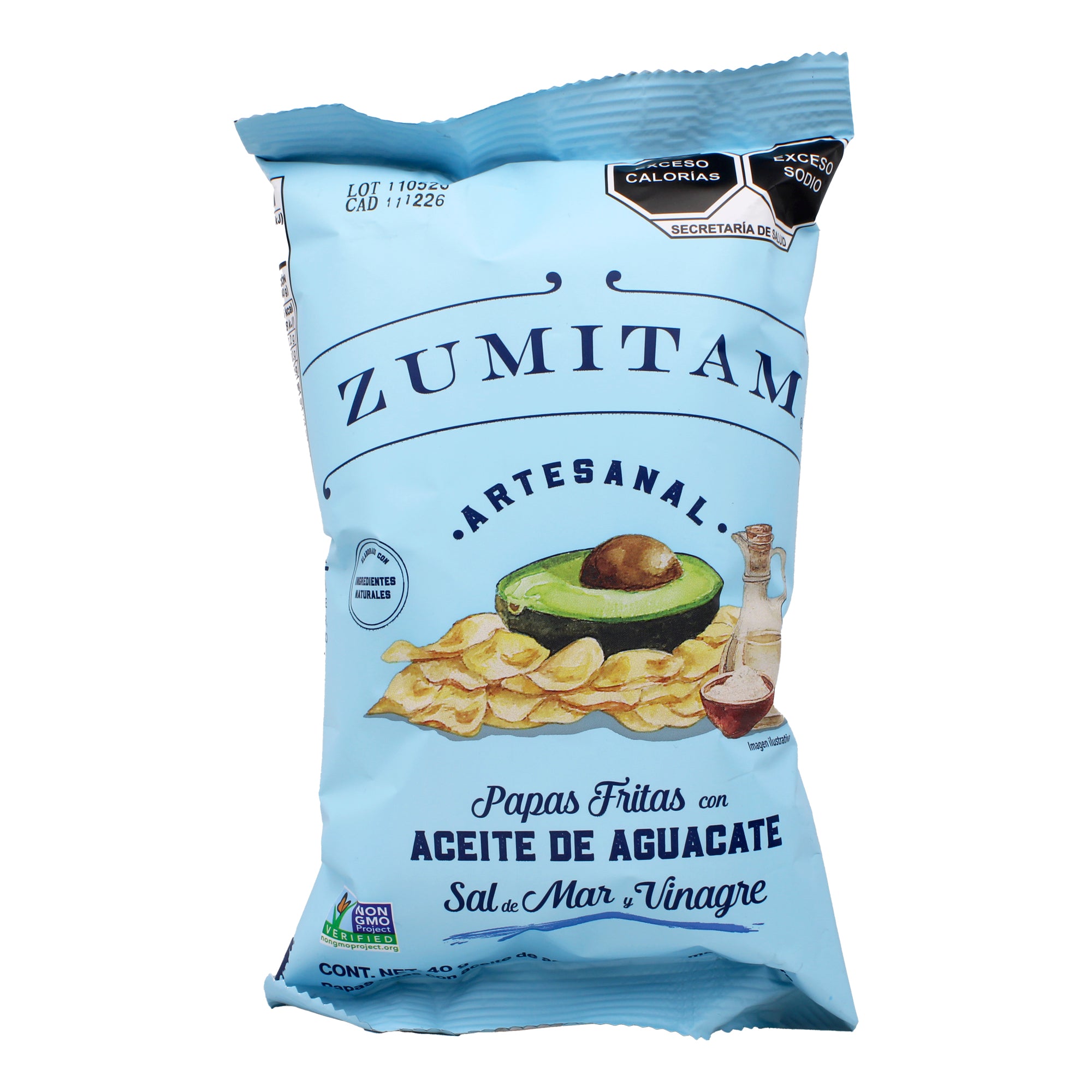 Papas Aceite De Aguacate Sal De Mar Vinagre 40 G