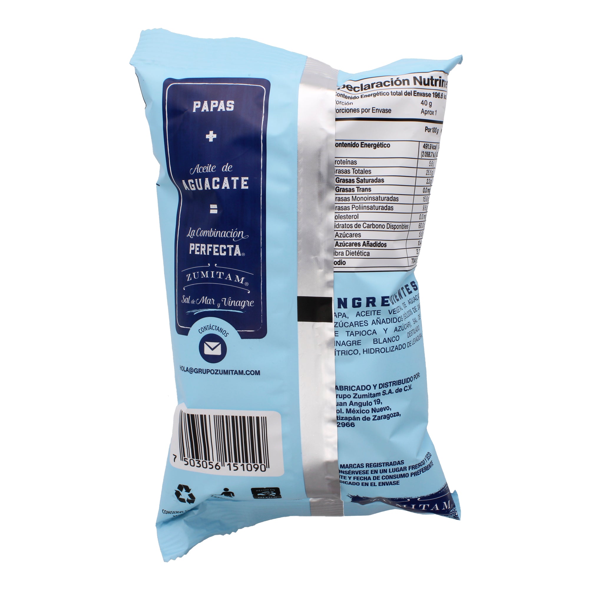 Papas Aceite De Aguacate Sal De Mar Vinagre 40 G