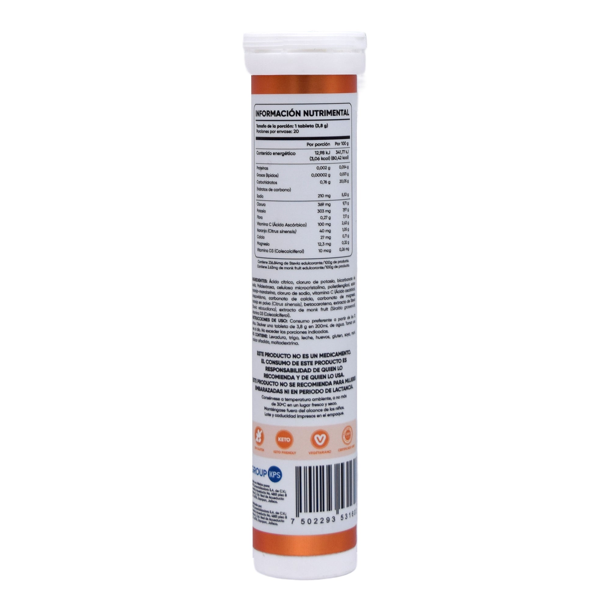 Efervecentes Electrolitos Vitaminas Naranja 20 Tab