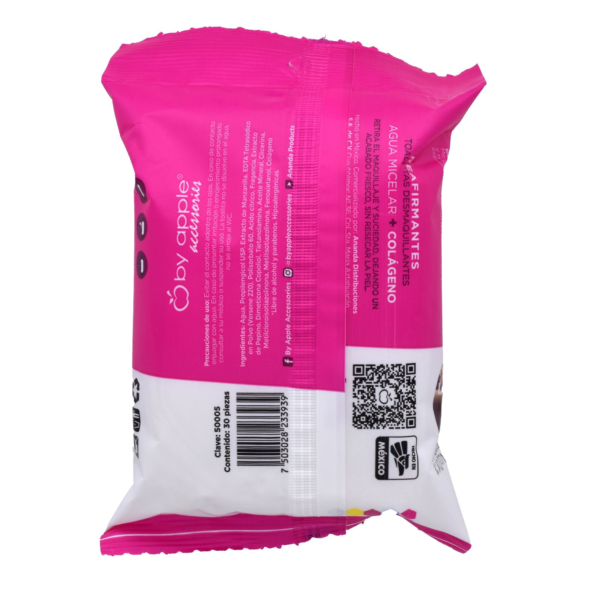 Toallita Desmaquillante Con Agua Micelar Y Colageno 30 Pzas