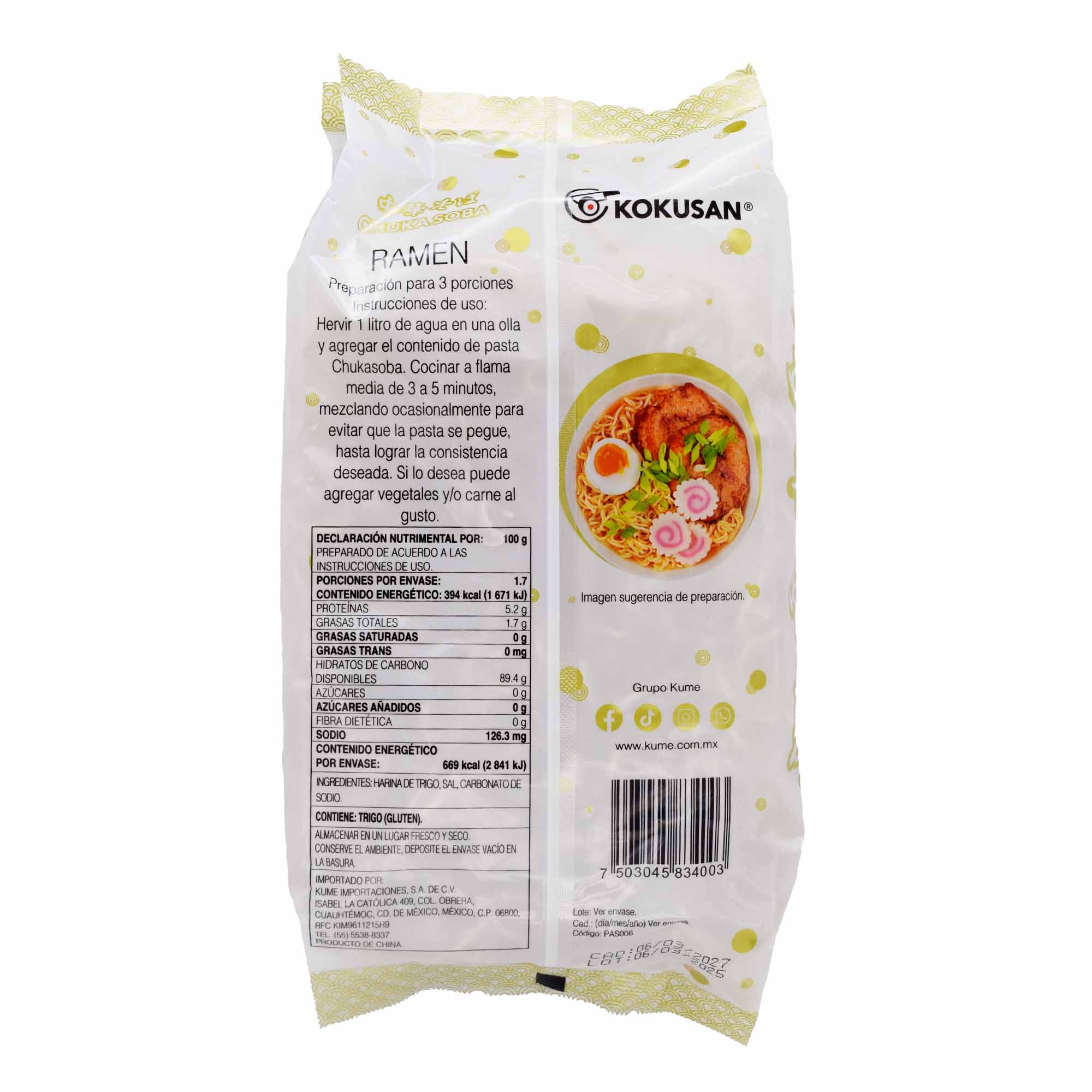 Pasta Harina De Trigo Chuka Soba 170 G