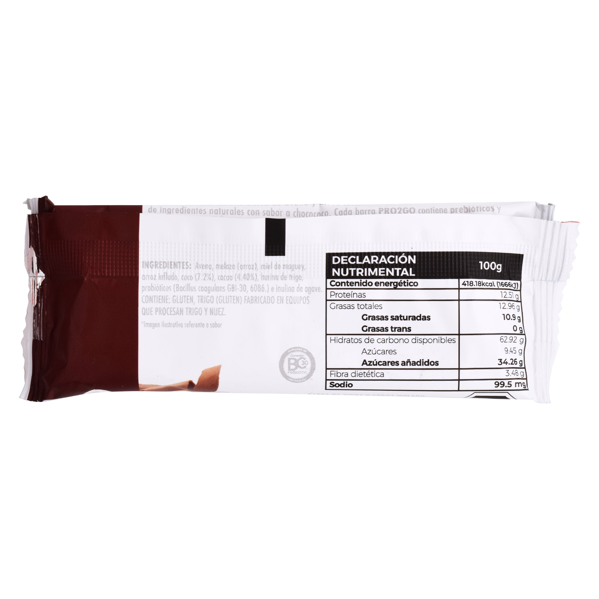 Barra De Avena Chocolate Y Coco Con Probioticos 30 G (Paquete 15)