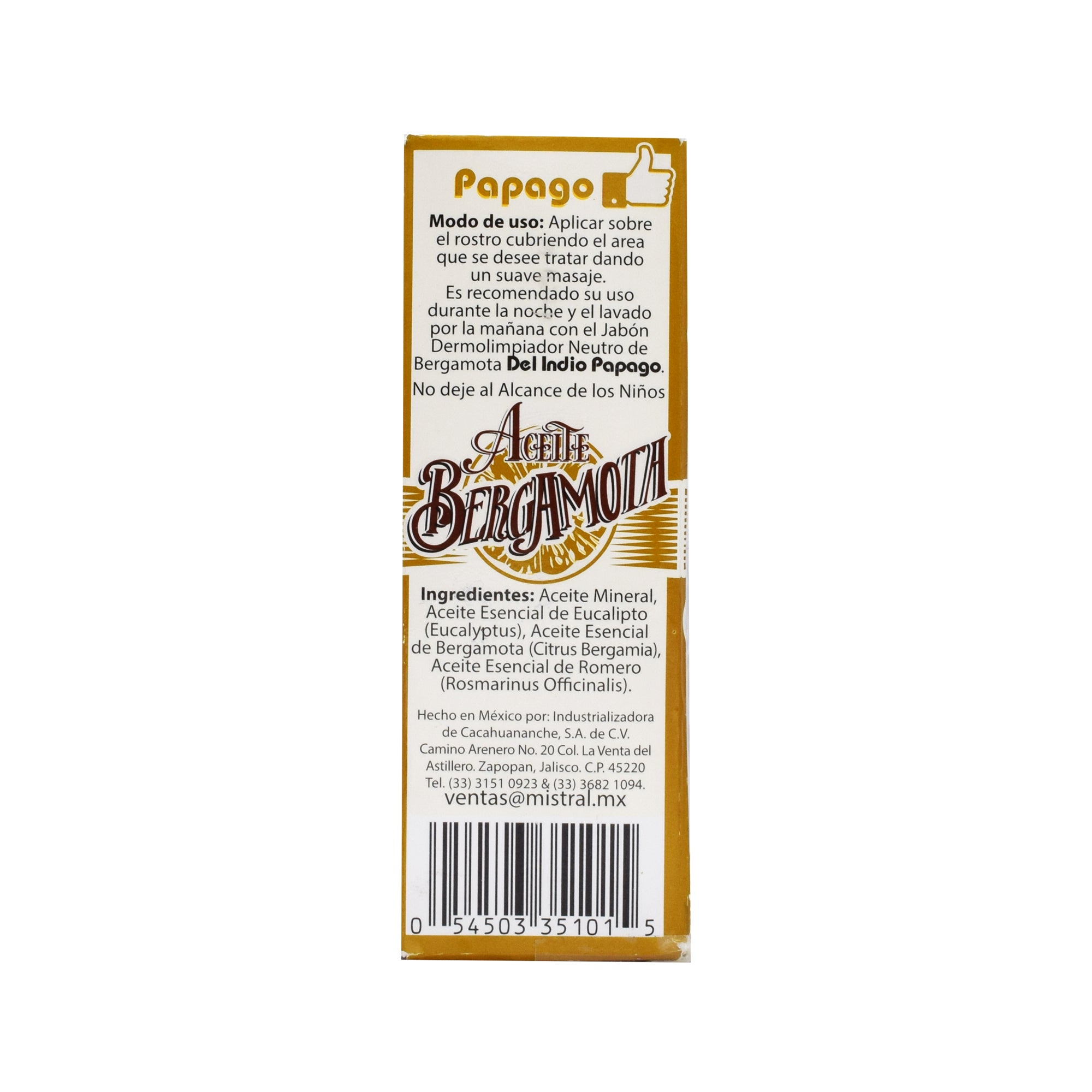 Aceite De Bergamota Para Barba Y Bigote 60 Ml
