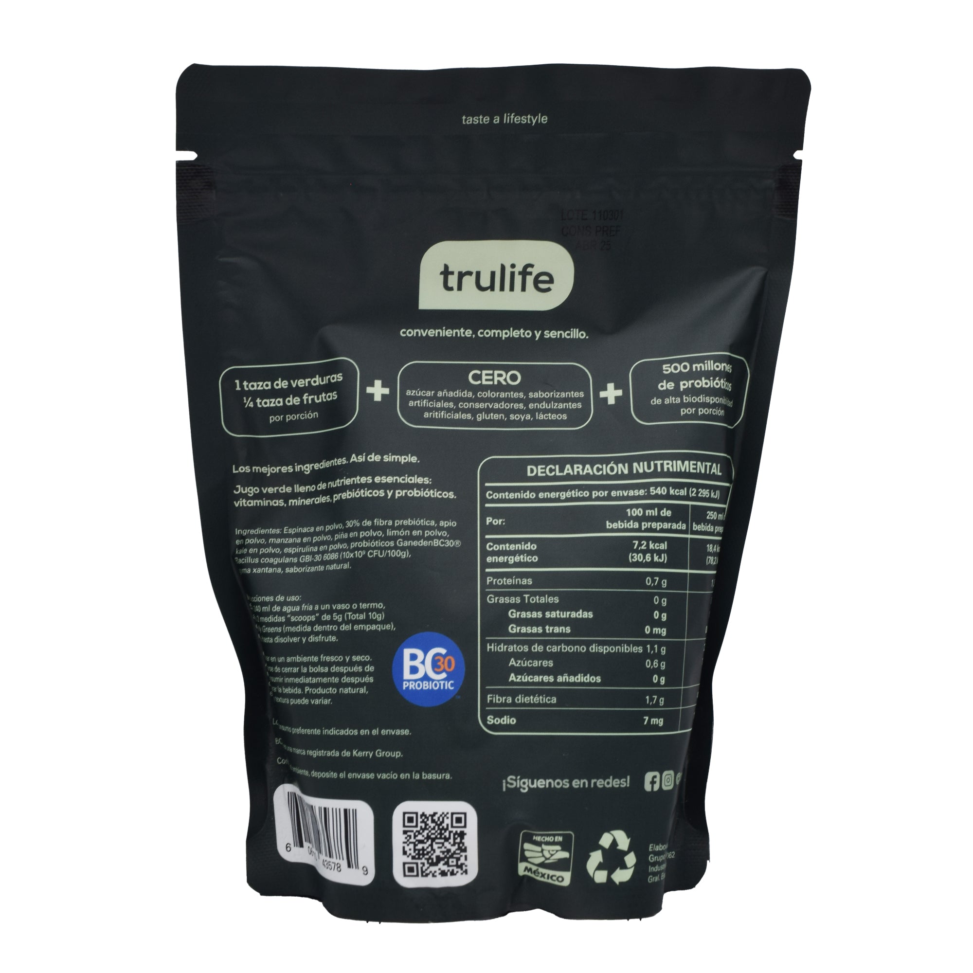 Bebida En Polvo Jugo Verde Probioticos 300 G