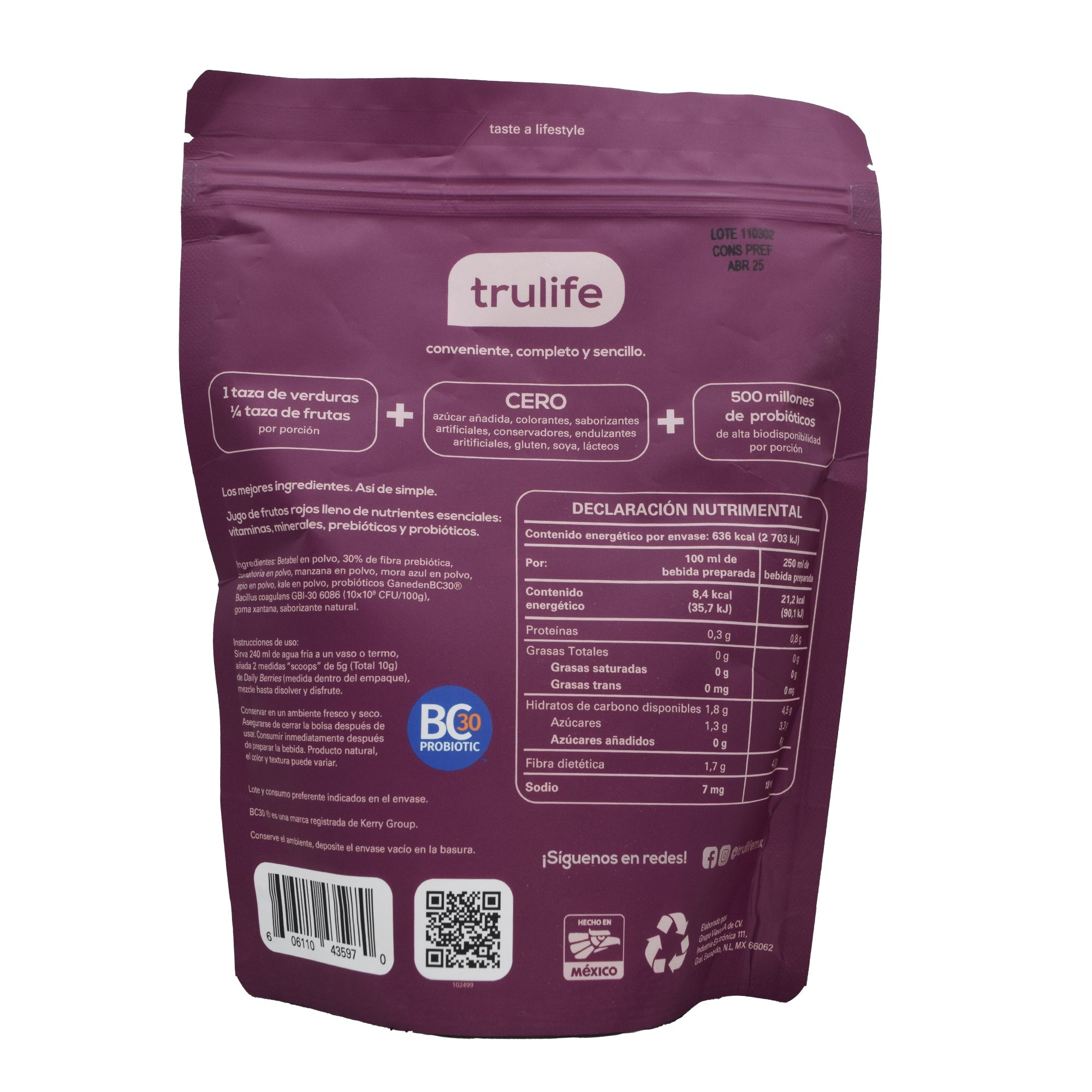 Bebida En Polvo Betabel Frutos Rojos Probioticos 300 G