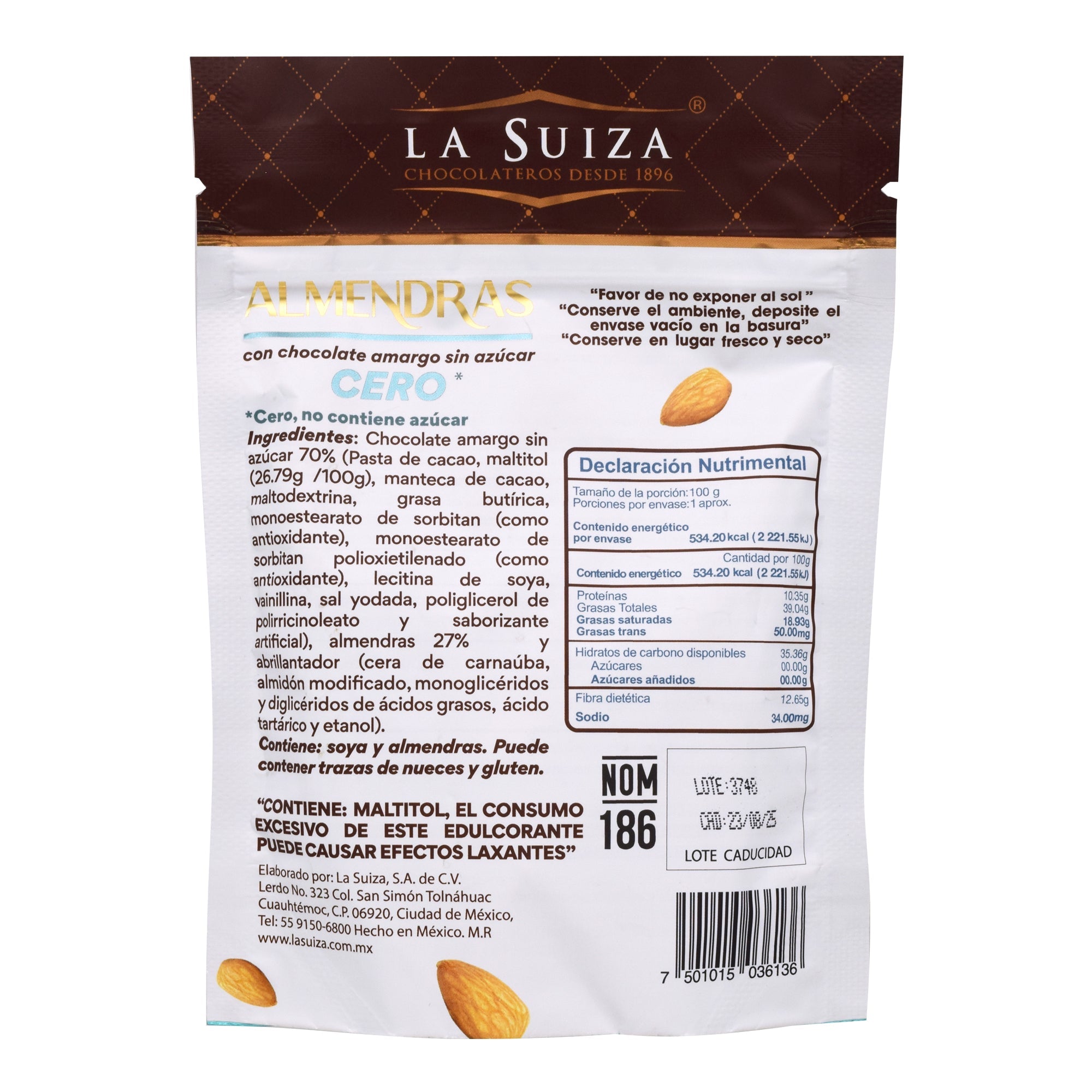 Almendras Cubiertas Chocolate Amargo 100 G