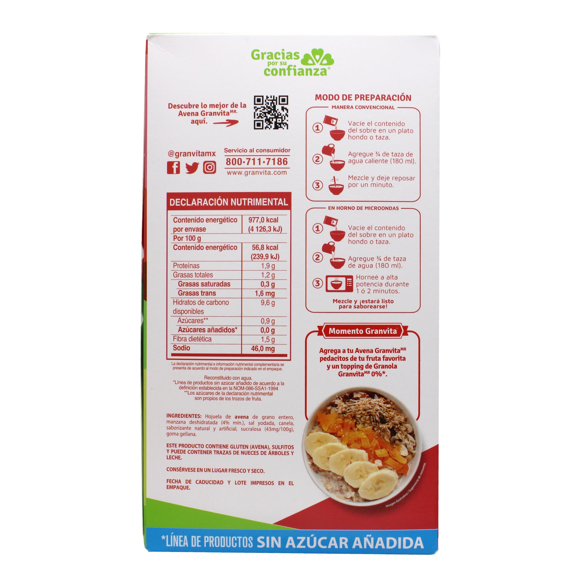 Avena Instantanea 0 Azucar Manzana 280 G