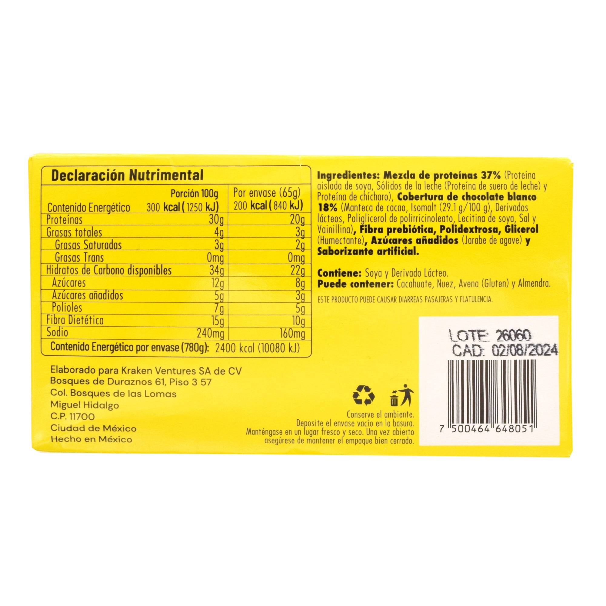 Barra De Proteina Vainilla Caramelo 65G (Paquete 12)
