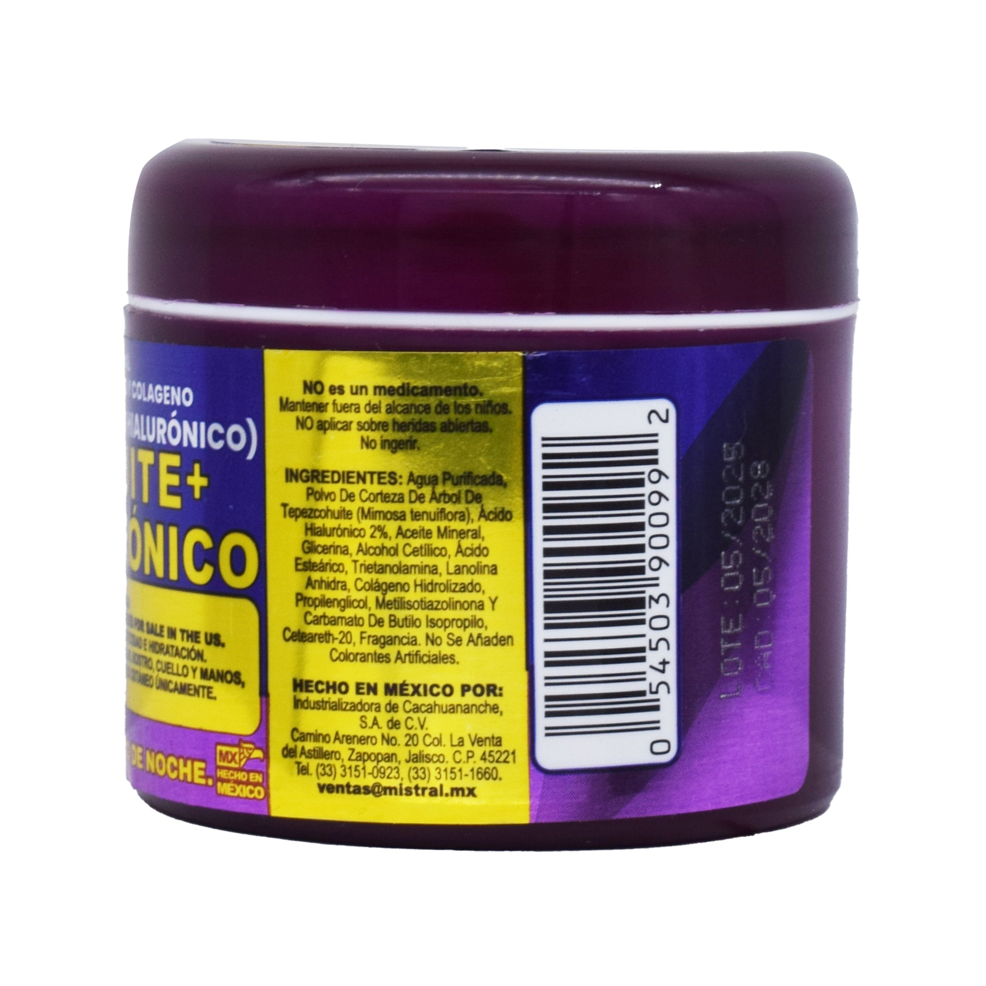 Crema De Tepezcohuite Acido Hialuronico Noche 120 G