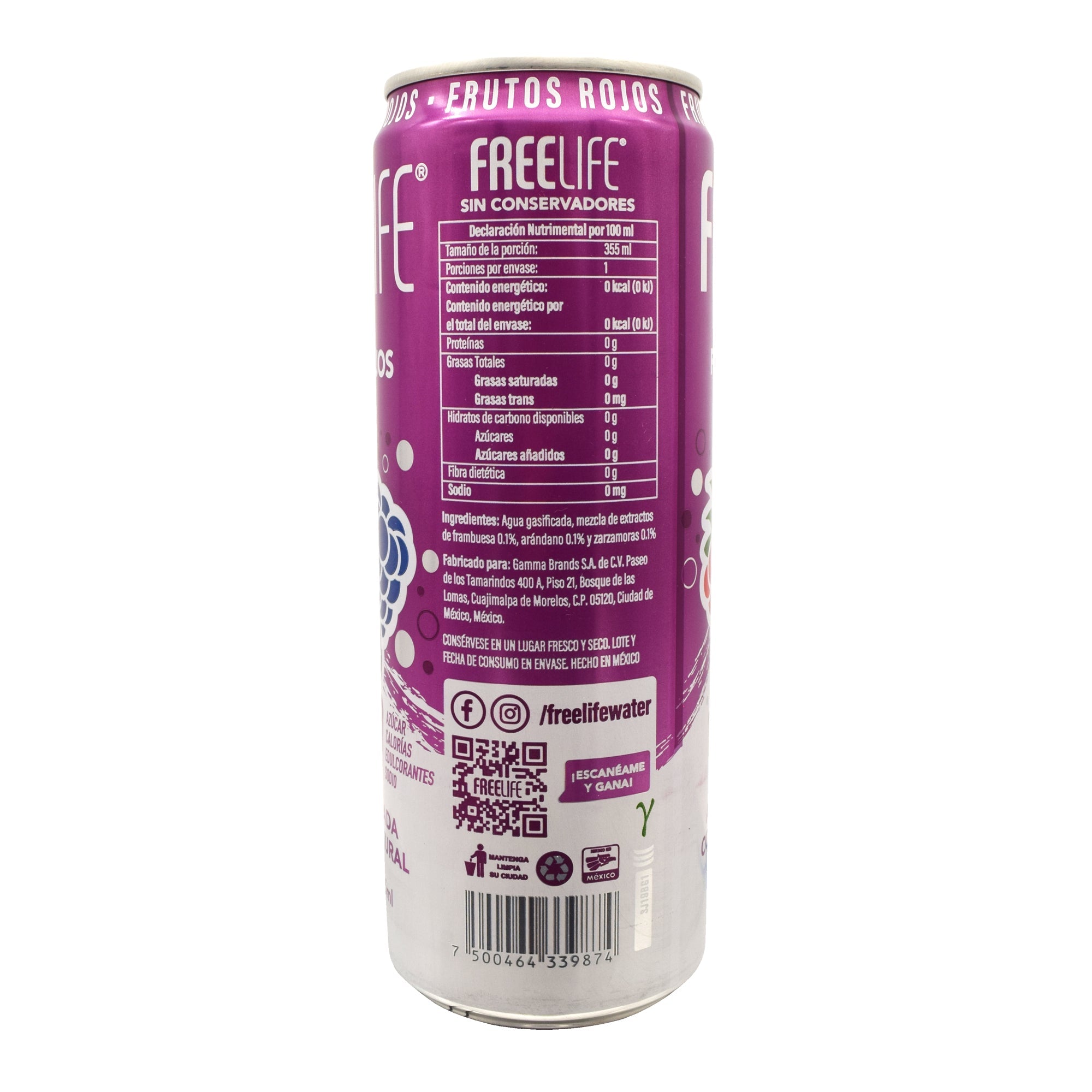 Agua Gasificada Frutos Rojos 355 Ml